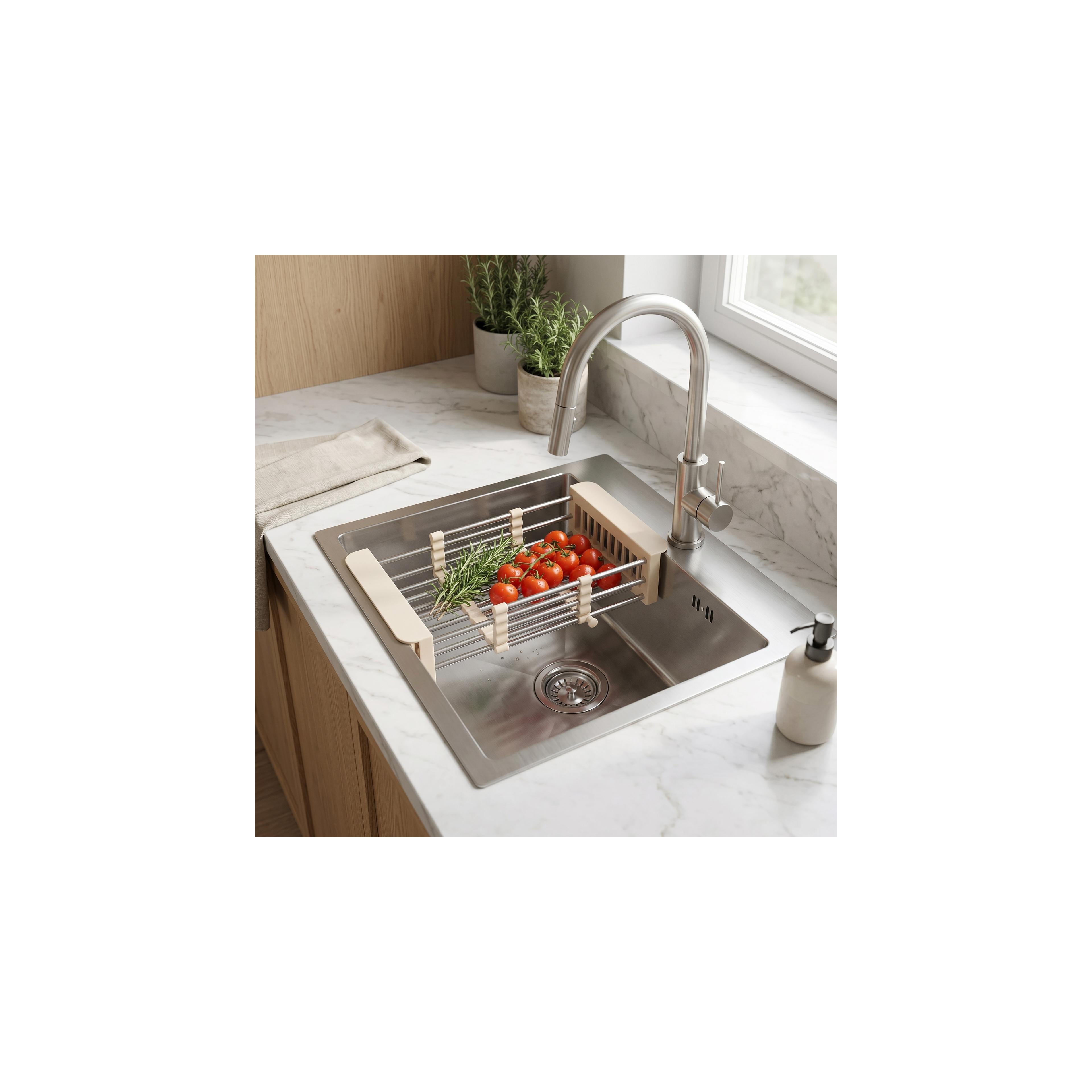 Steel sink with 3-piece accessory set REA Leo 50 Brush Nickel