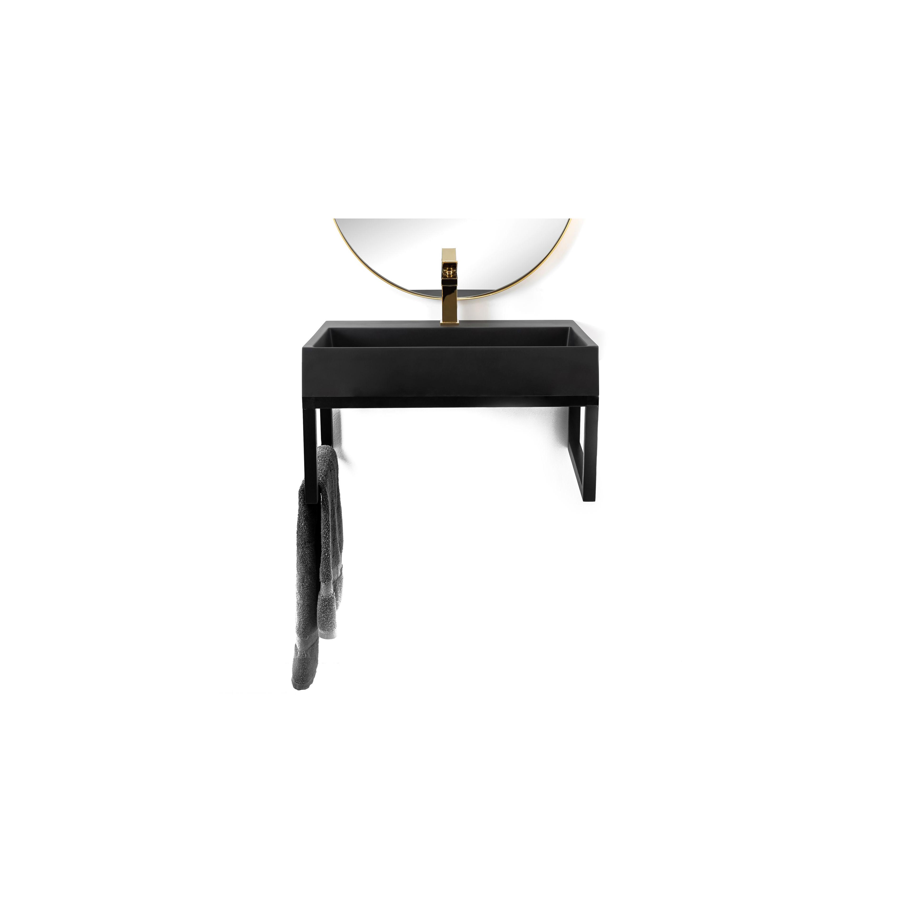 Konglomerátové umyvadlo REA GOYA - matné černé 50CM + konzole