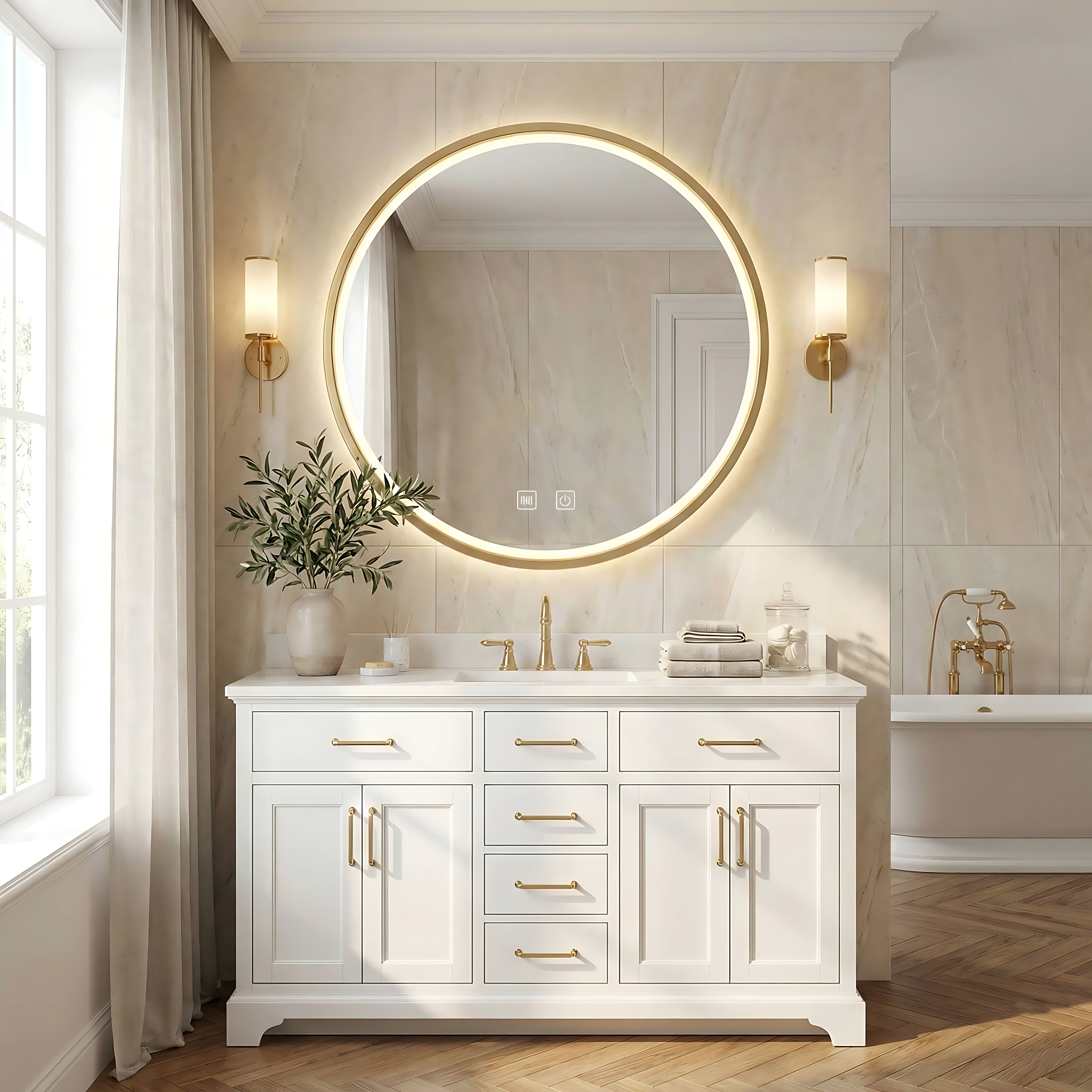 Miroir LED 80cm MMJ BRUSH  GOLD