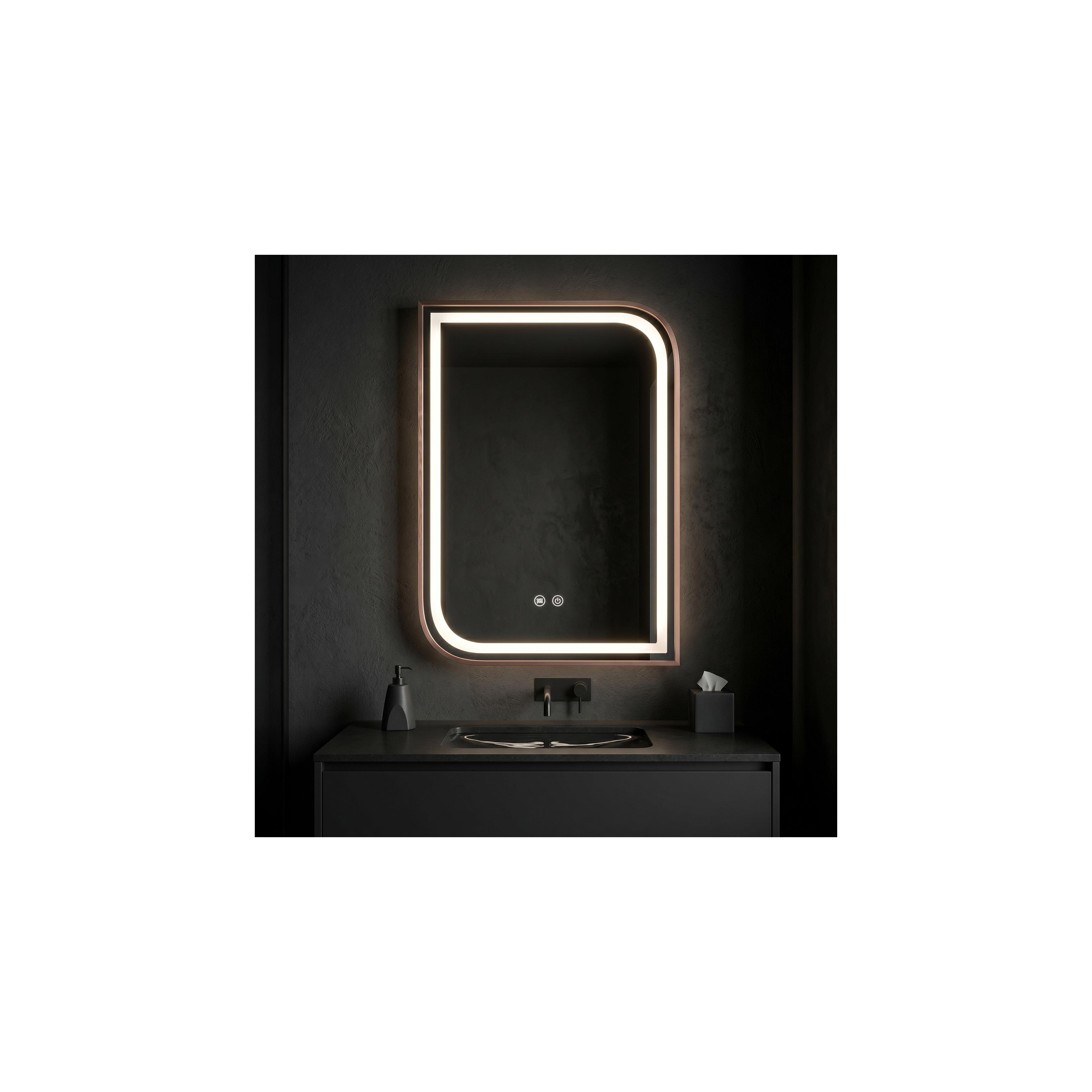 Lustro ścienne LED ZONE 80x60 Różowe Złoto Szczotkowane