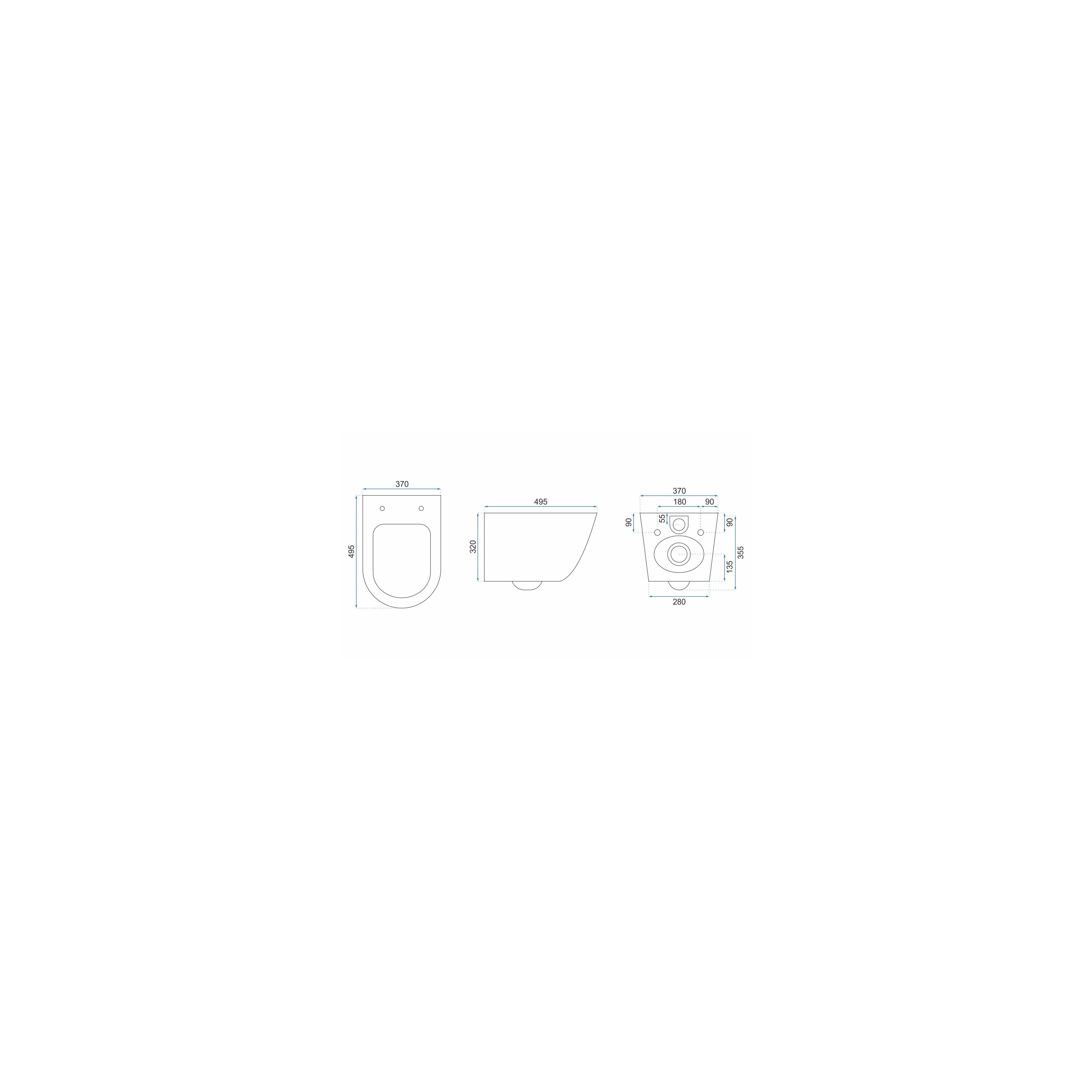 Toilet bowl  Rea Carlos Slim Rimless Aiax Shiny