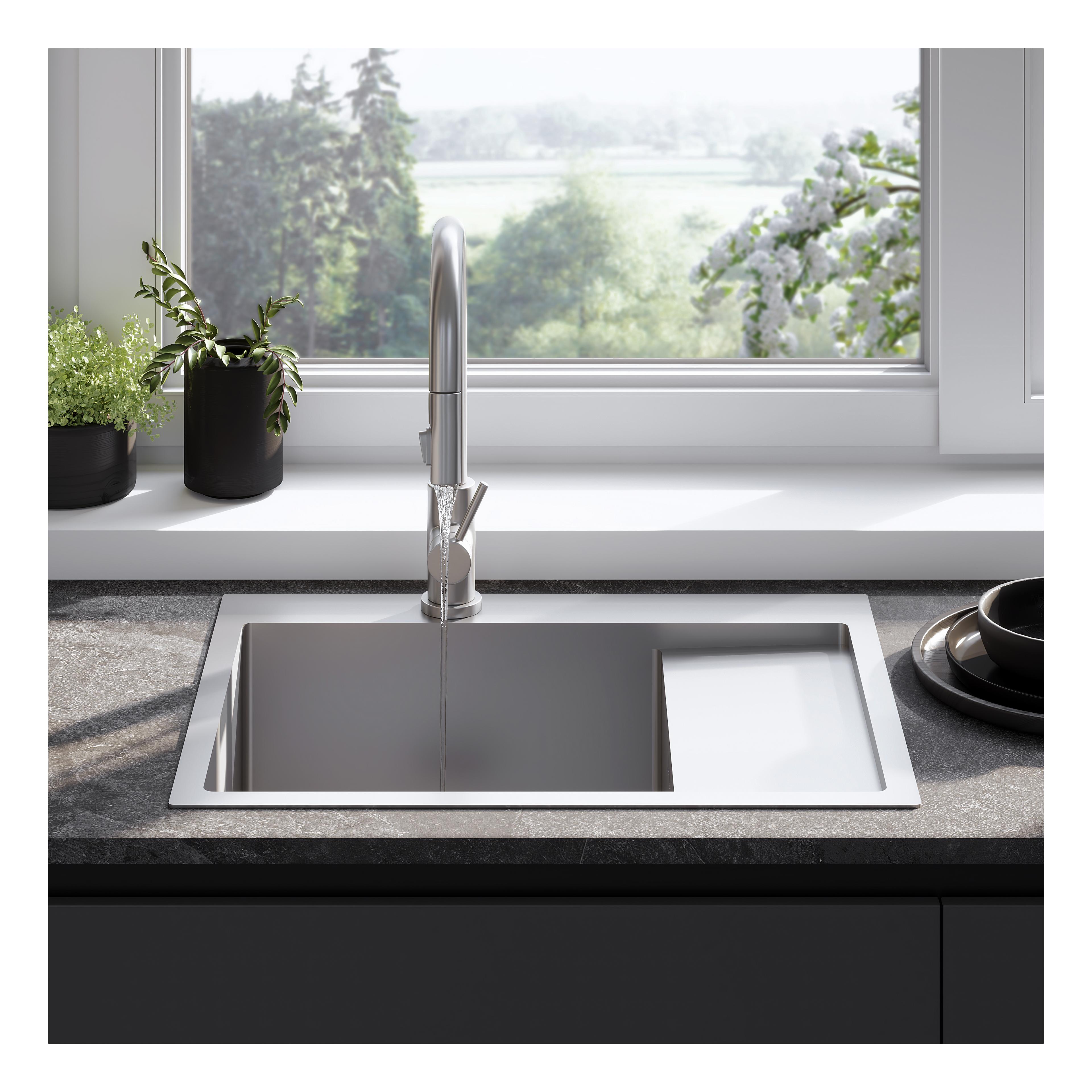 Terasest valamu Fin BRUSH NICKEL