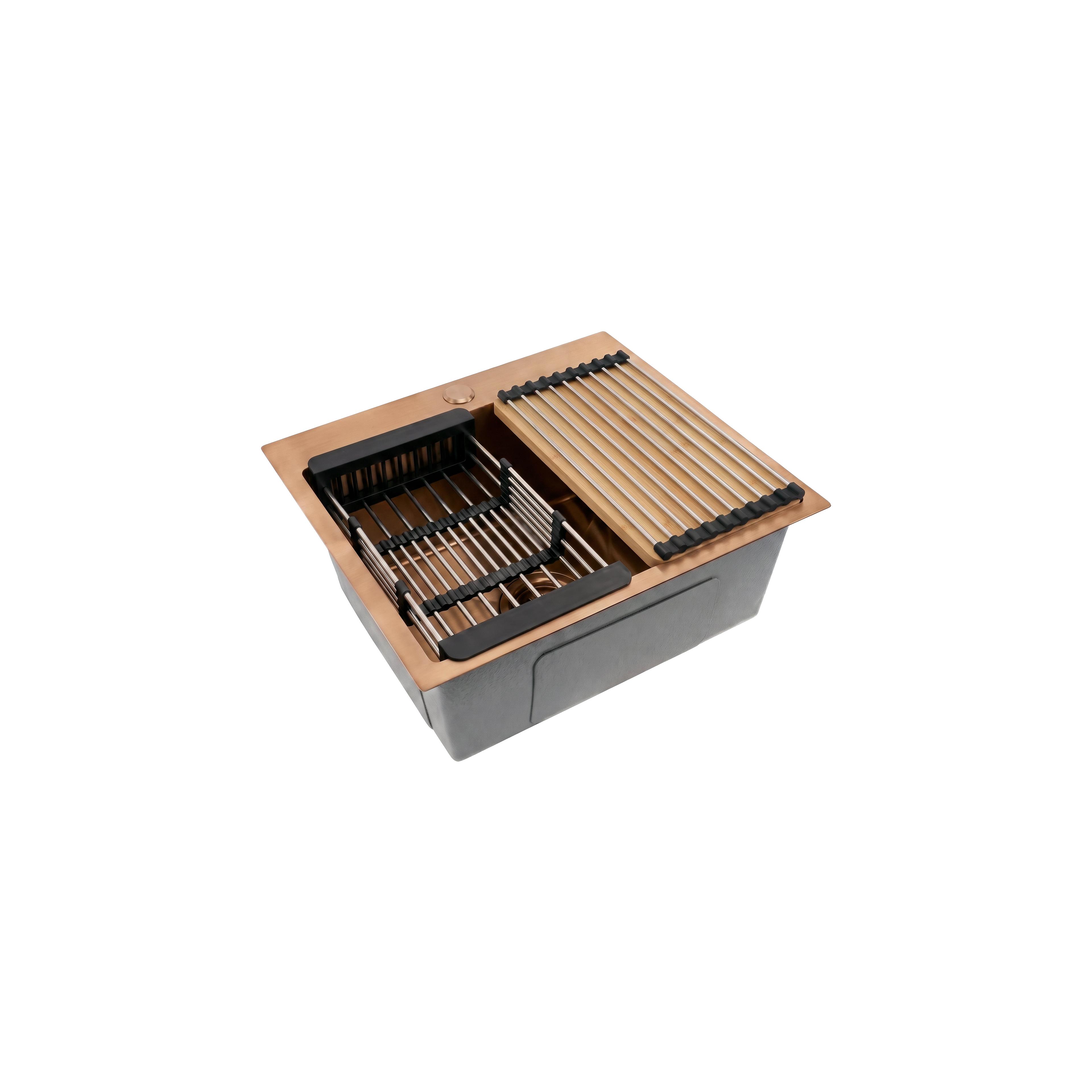 Стоманена мивка с комплект аксесоари 3 бр. REA Leo 50 Brush Copper