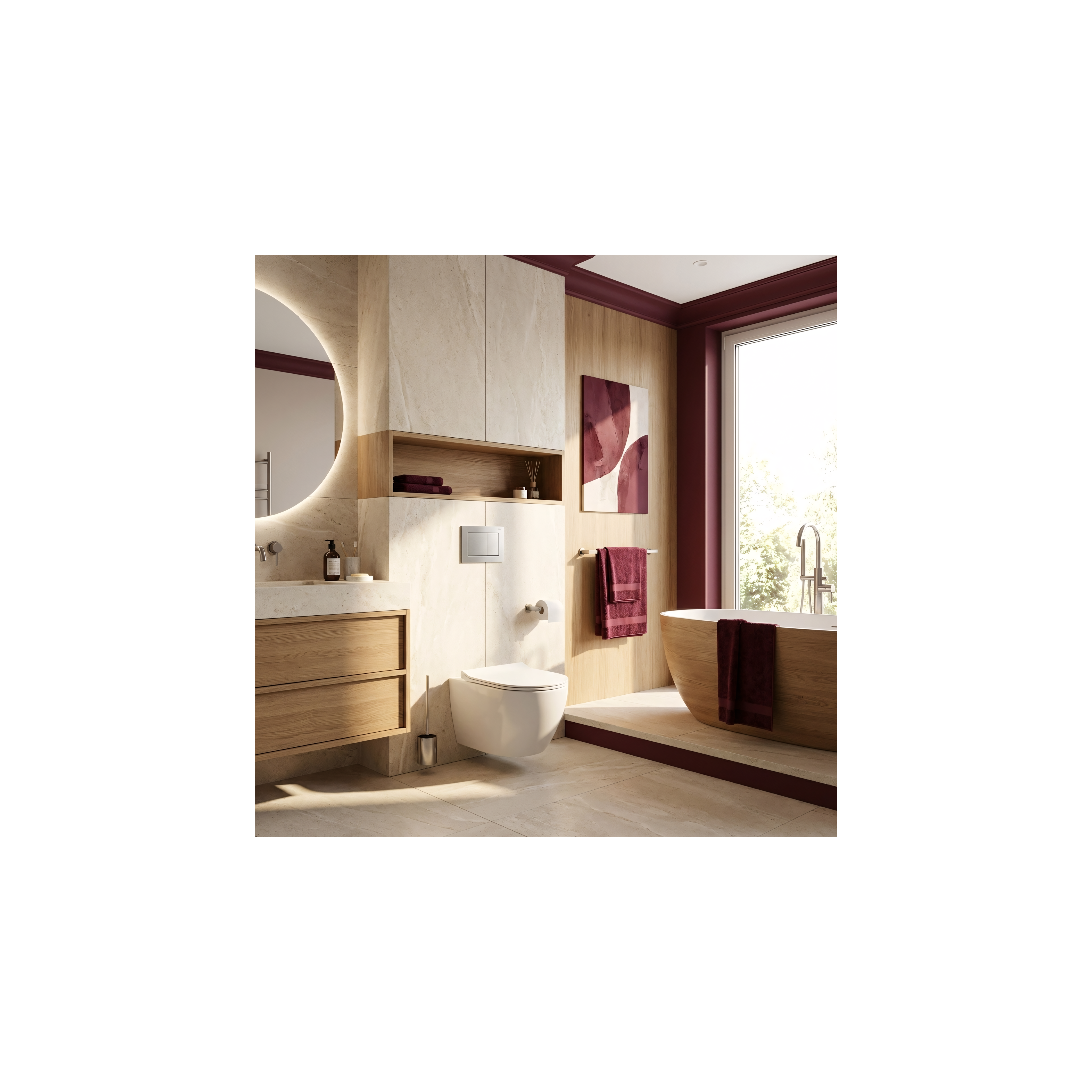 Concealed WC Frame Set Slim 024N with Satin J Button