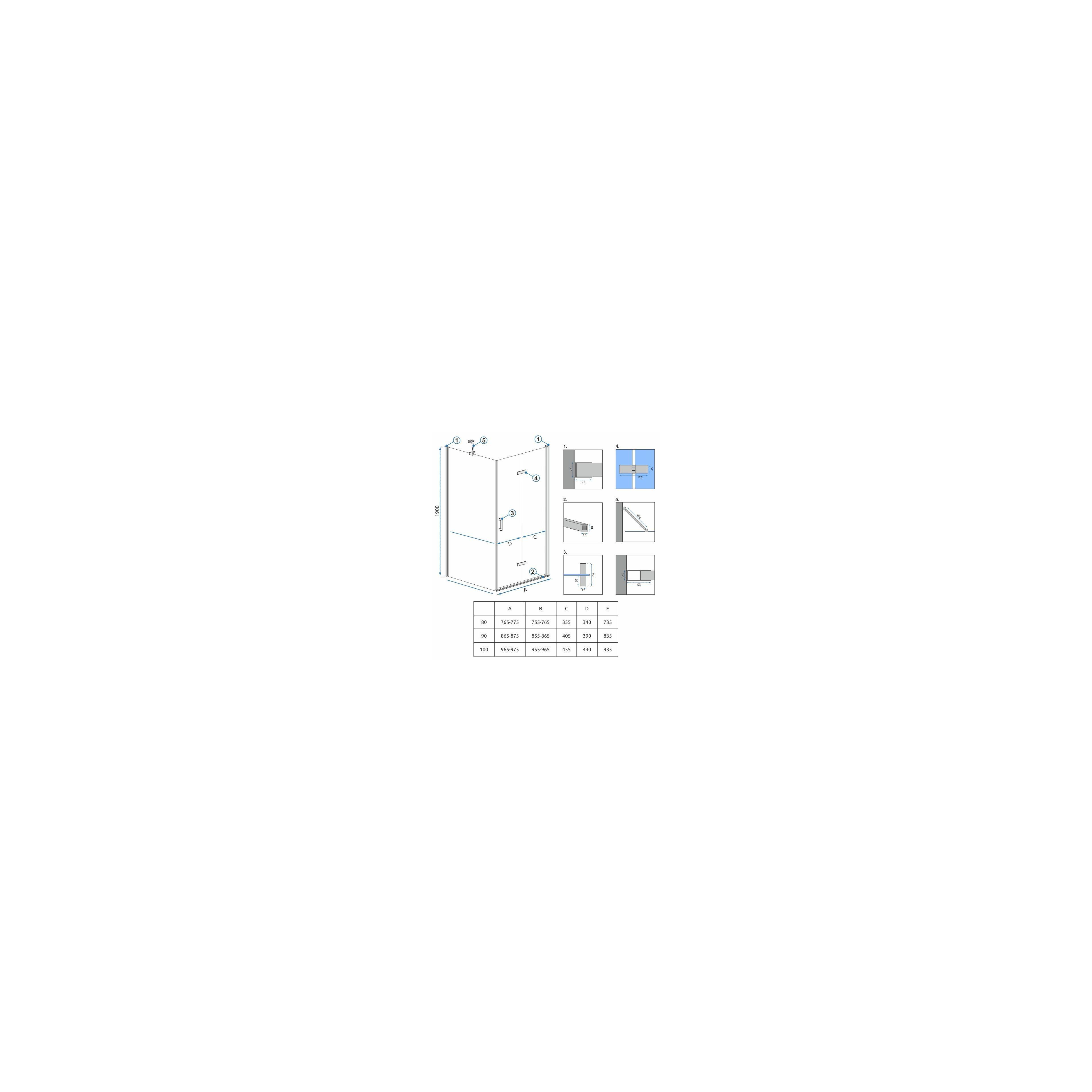 Cabina doccia Rea Molier Chrom 80x90