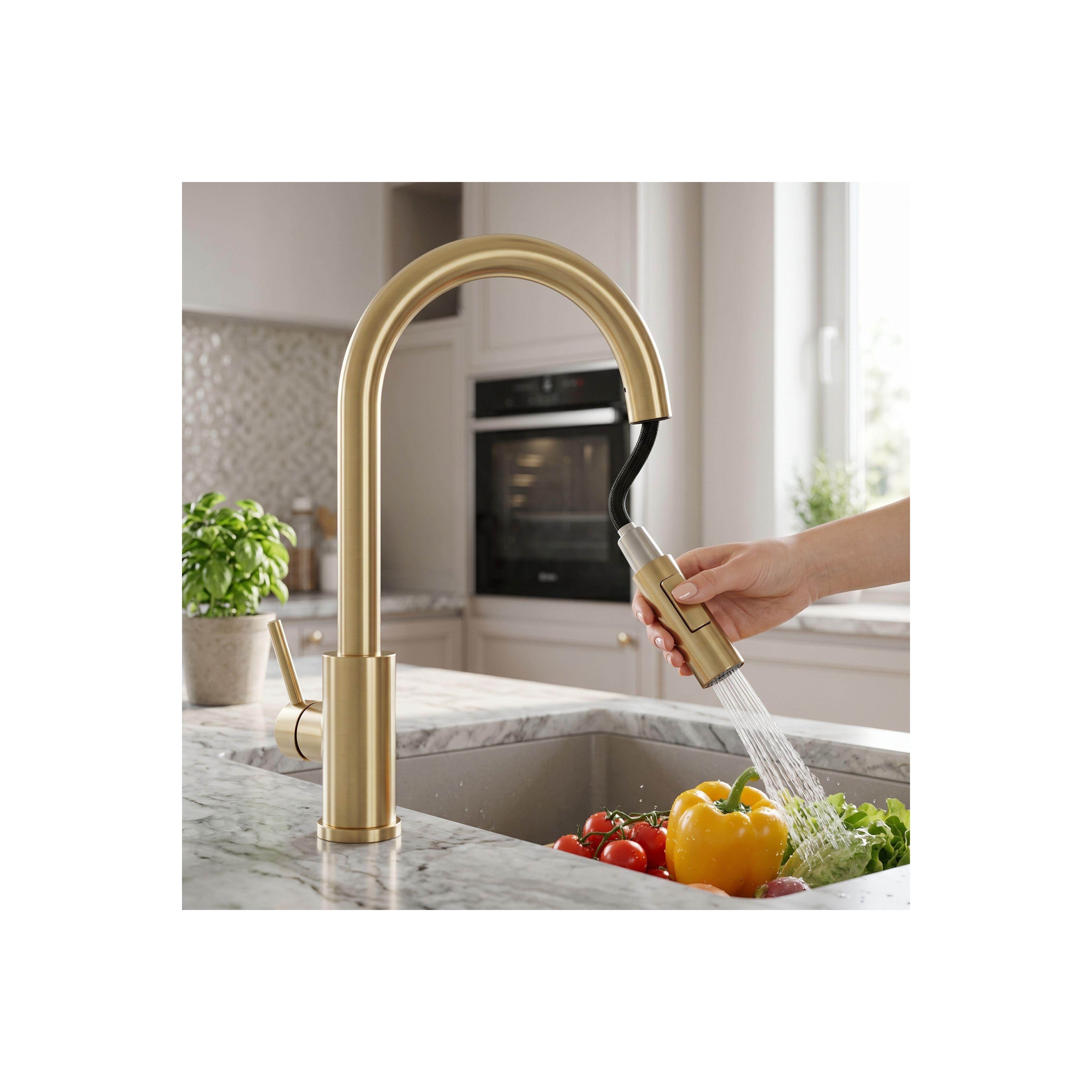 Maišytuvas virtuvės Rea Fresh  Touch Brush Gold