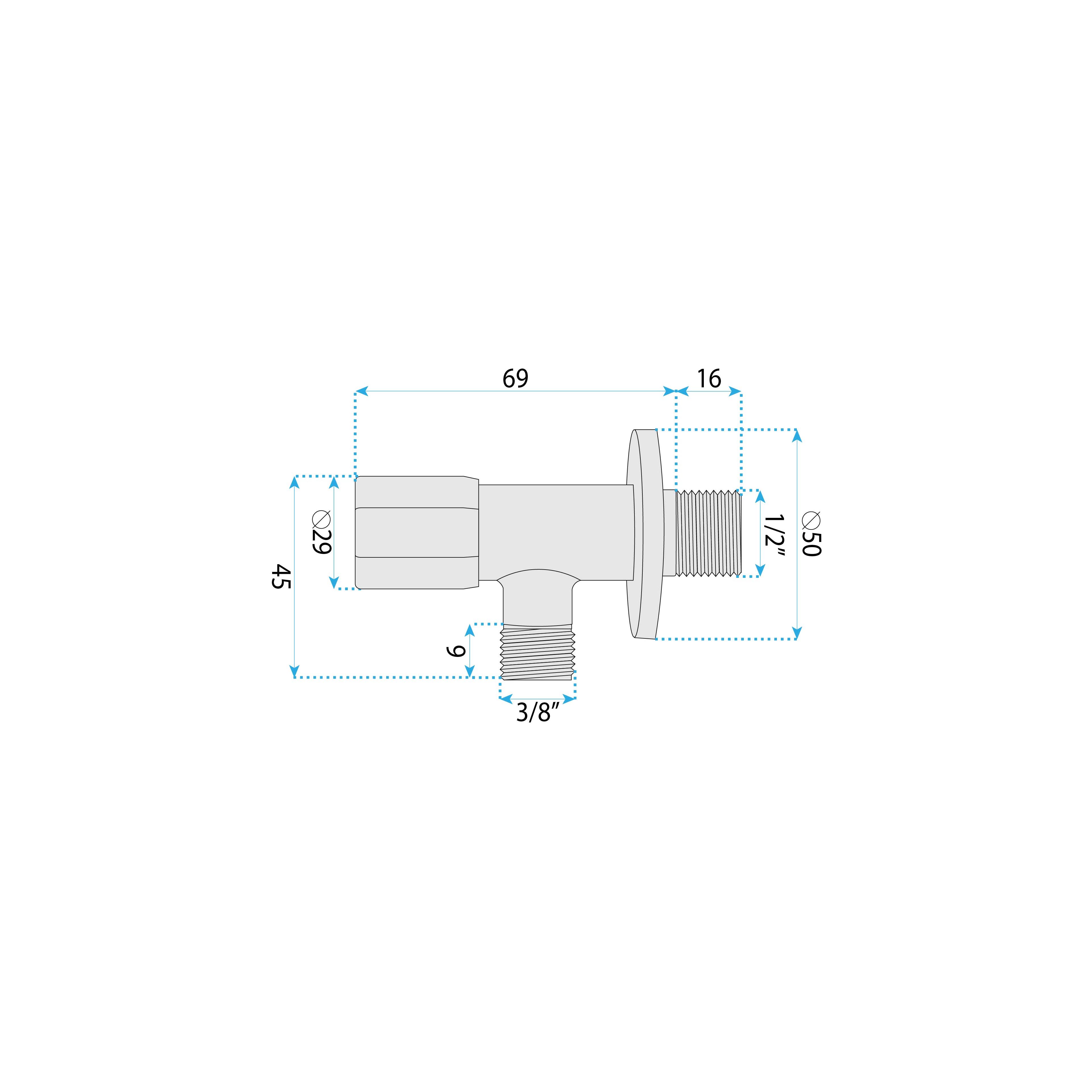Robinet d’angle 02  1/2" x 3/8" Chrome