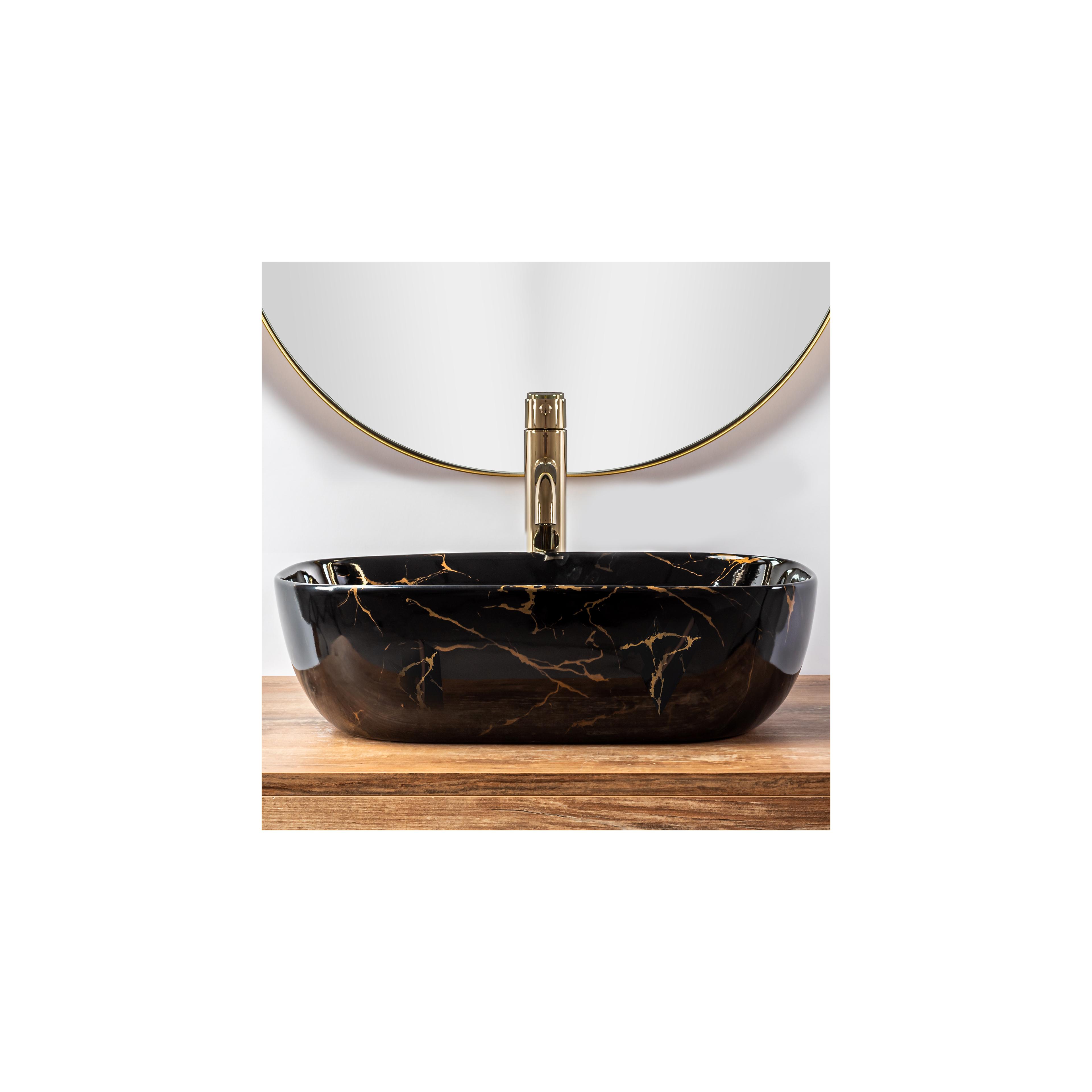 Vasque à poser Rea Belinda Black Marble shiny