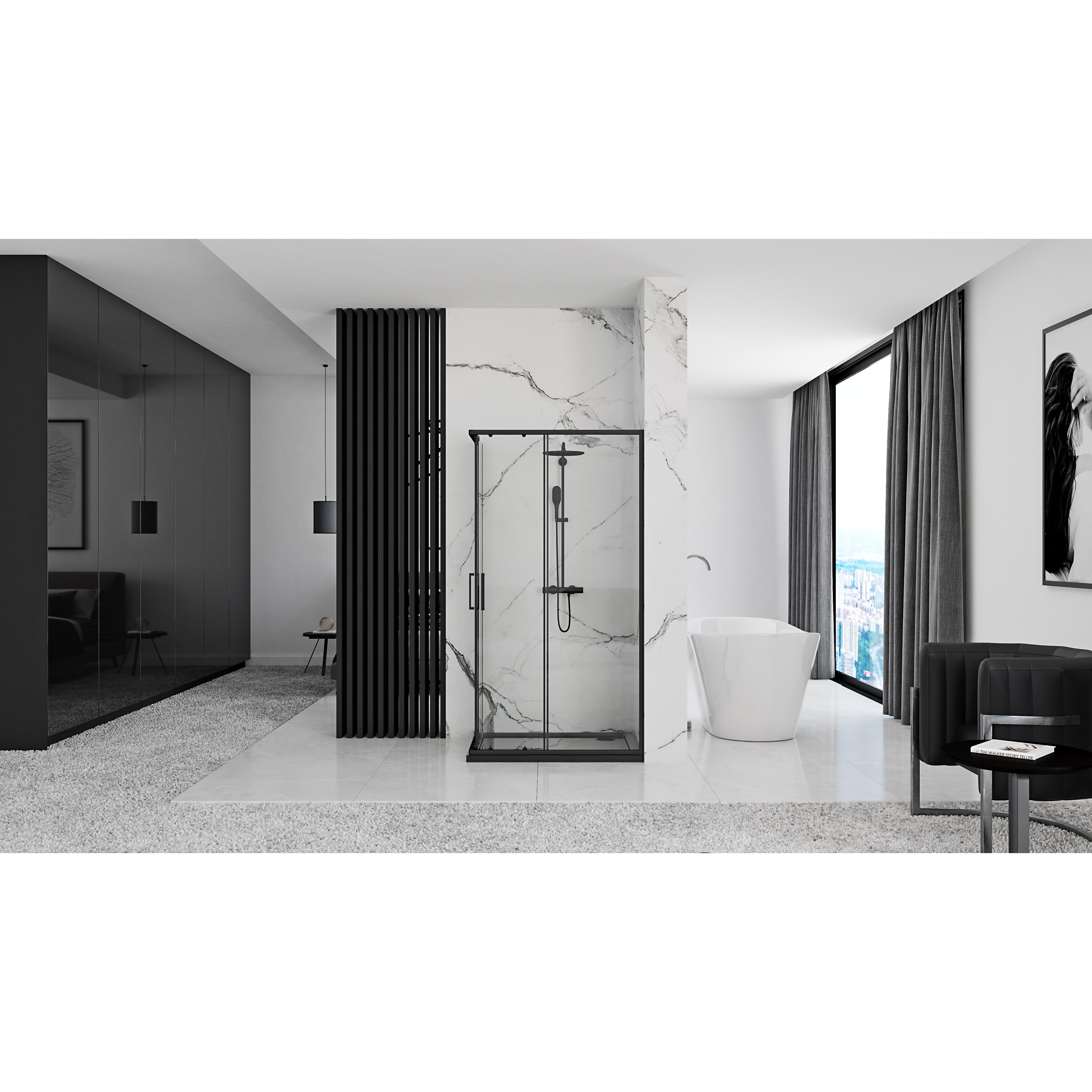 Cabina de dus Rea Punto negru 80x100 cm