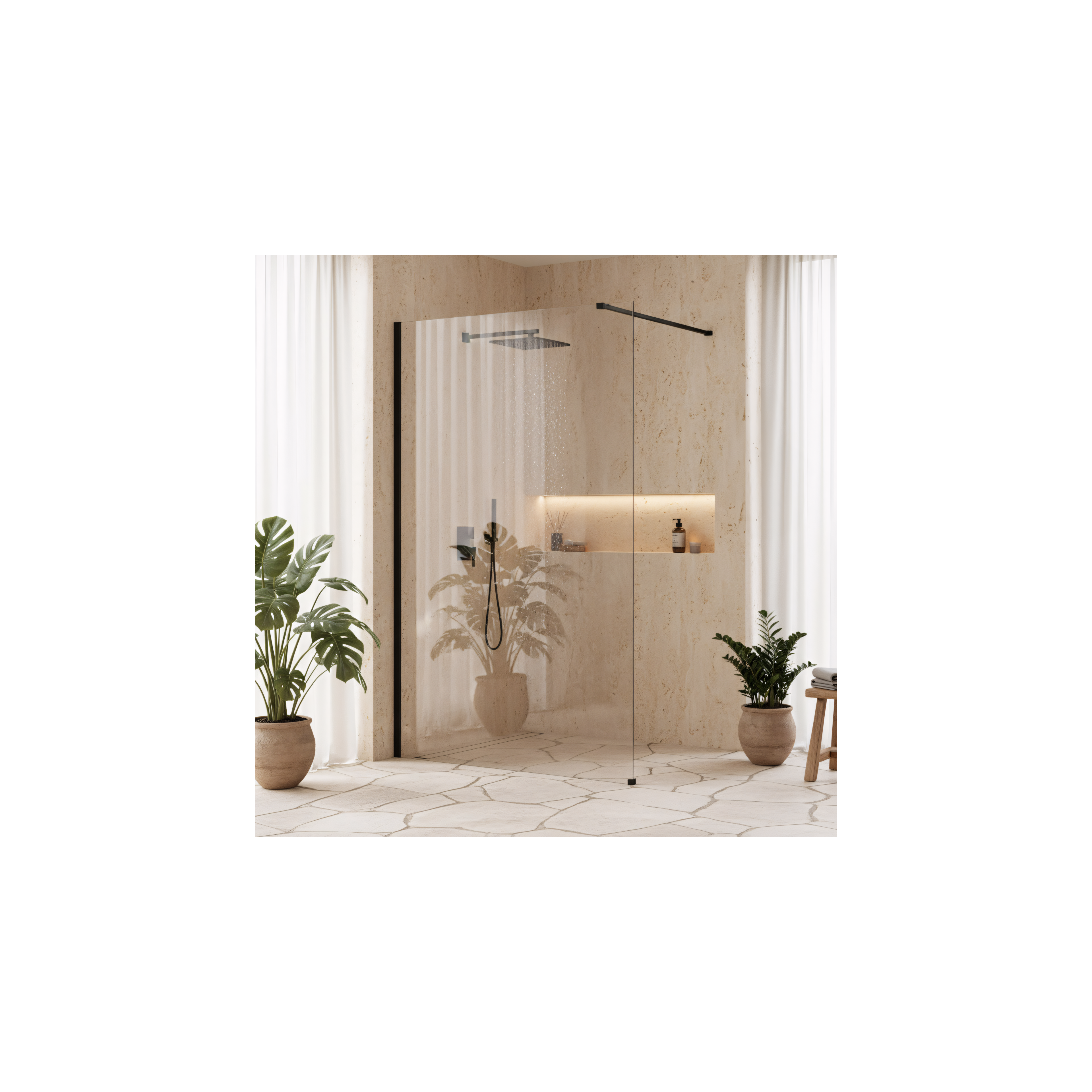 Duschwand Rea Flexi Transparent / Black 70