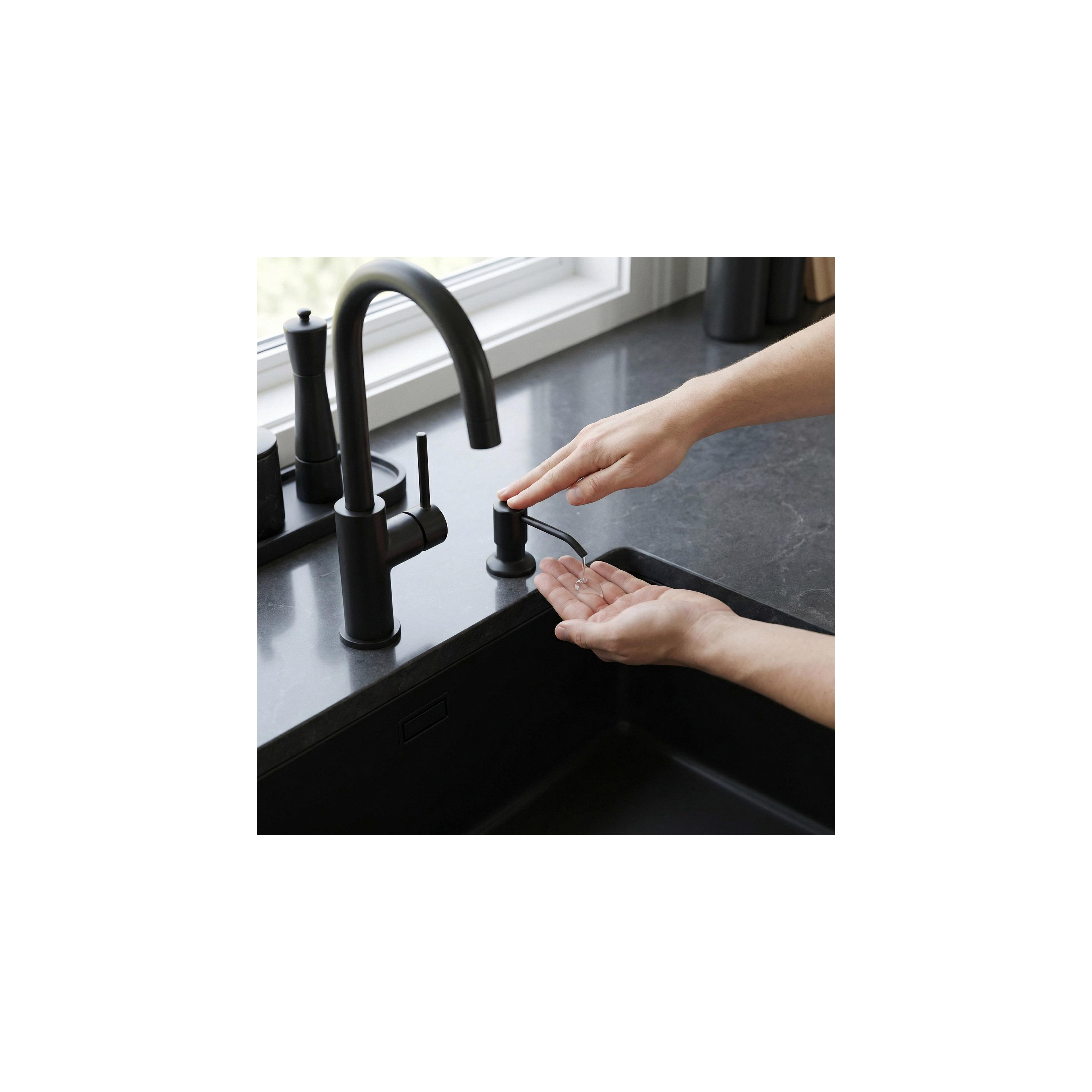Detergent dispenser for sinks Rea LON Black