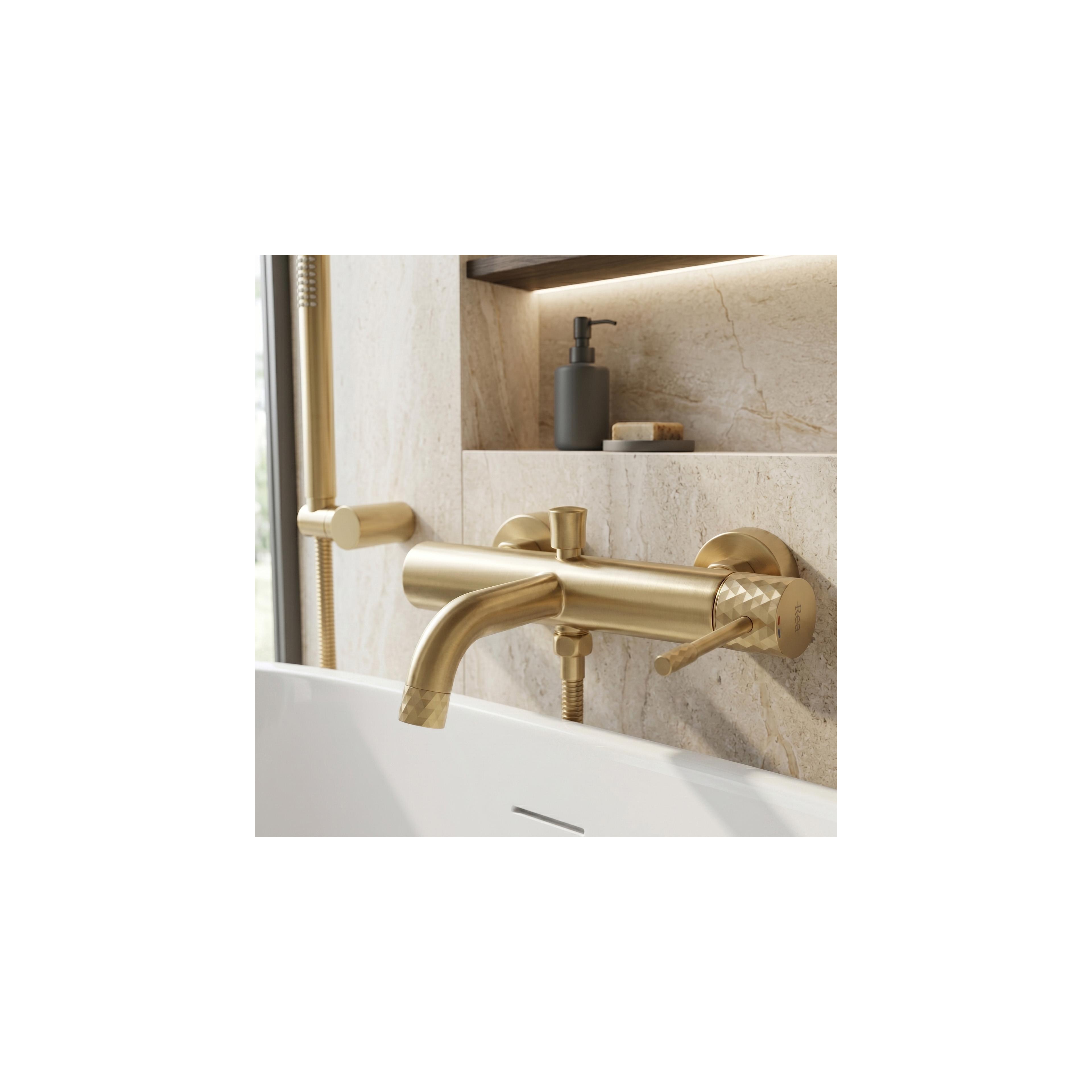 Bathroom faucet Rea Lungo Diamond Brush Gold
