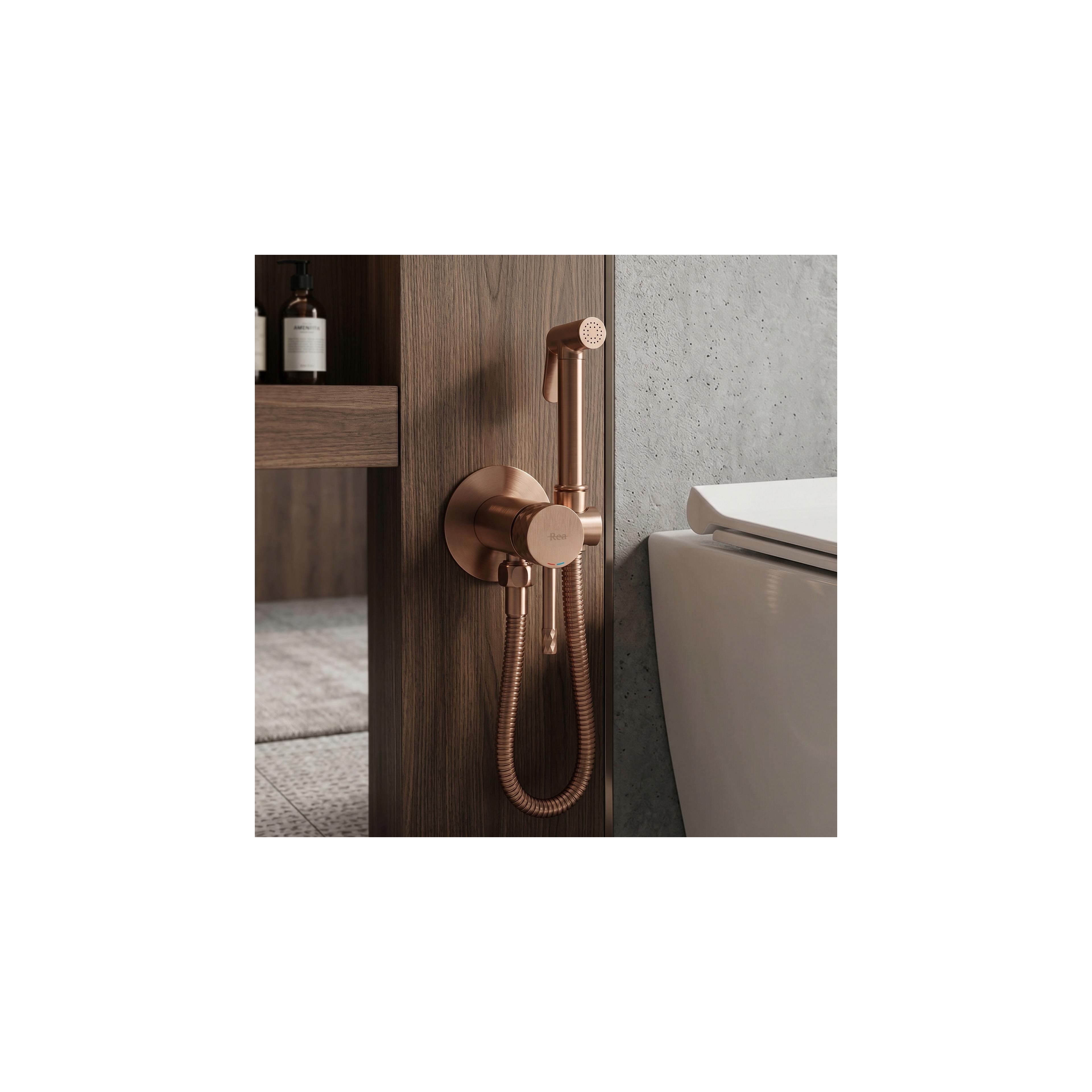 Bidet faucet Rea Lungo Loop Diamond Brush Copper
