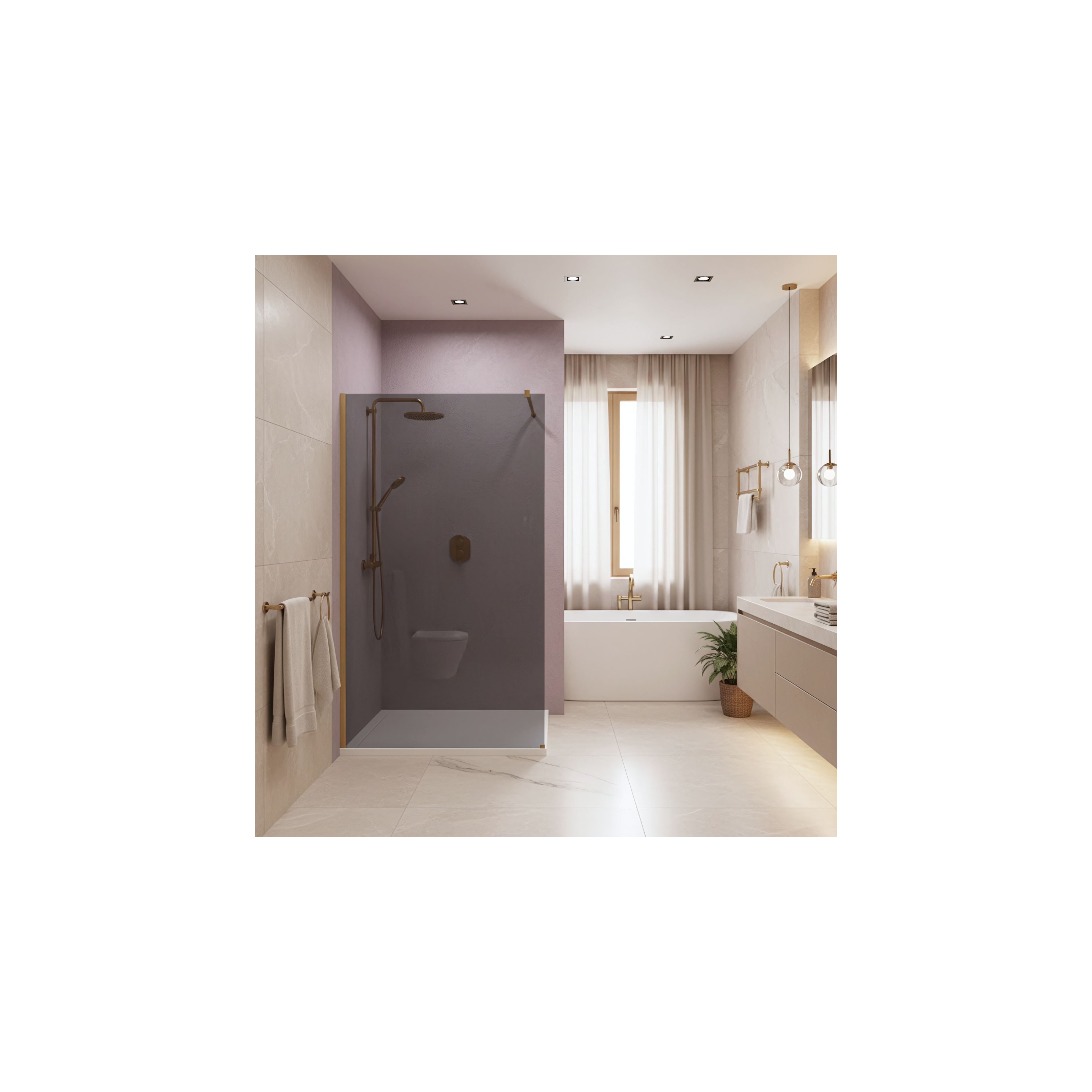 Paroi de douche Rea Flexi Grey / Brush Gold 80