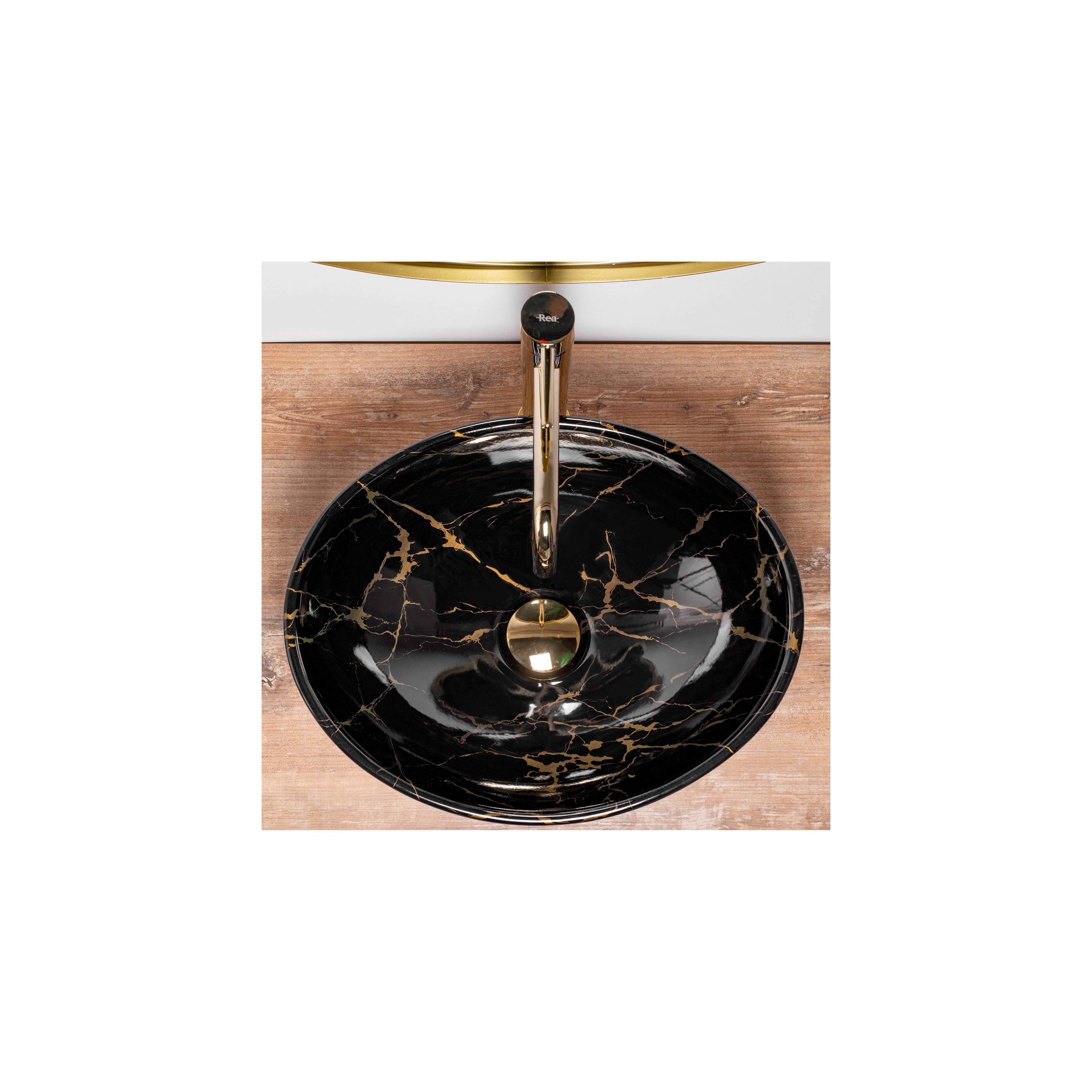 Lavabo de sobremesa Rea Sofia Black Marble