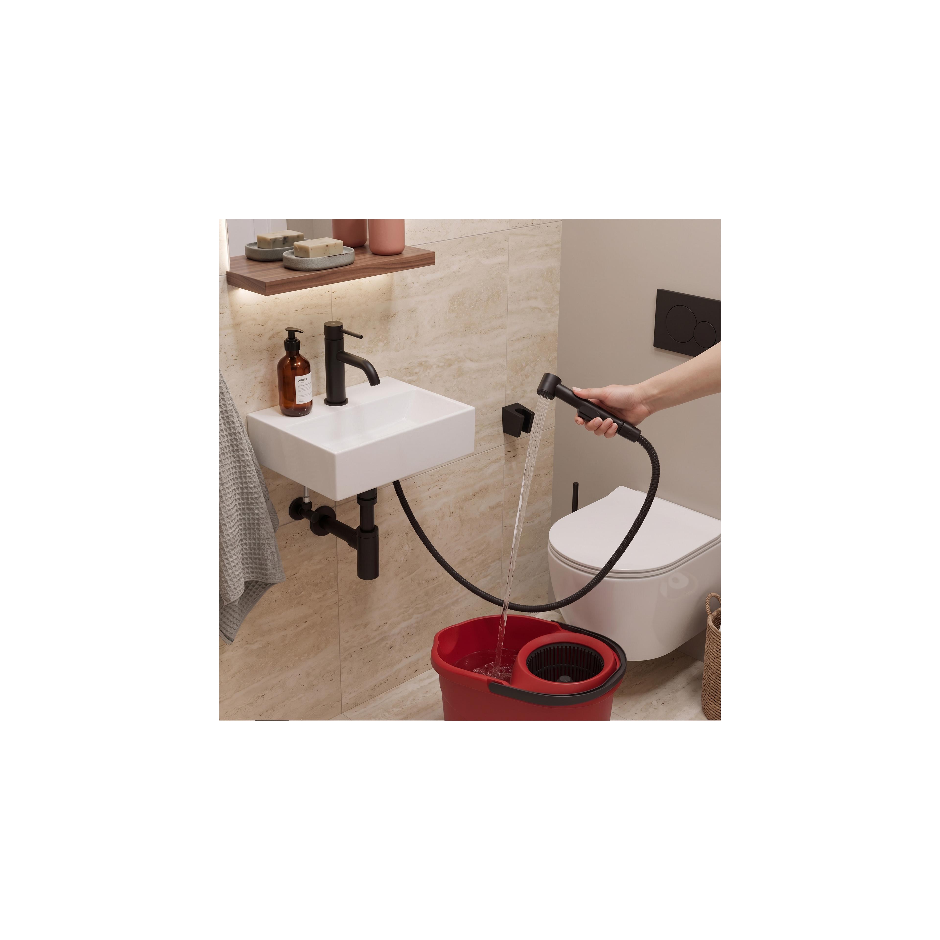 Washbasin faucet with bidetta Rea Lungo Black