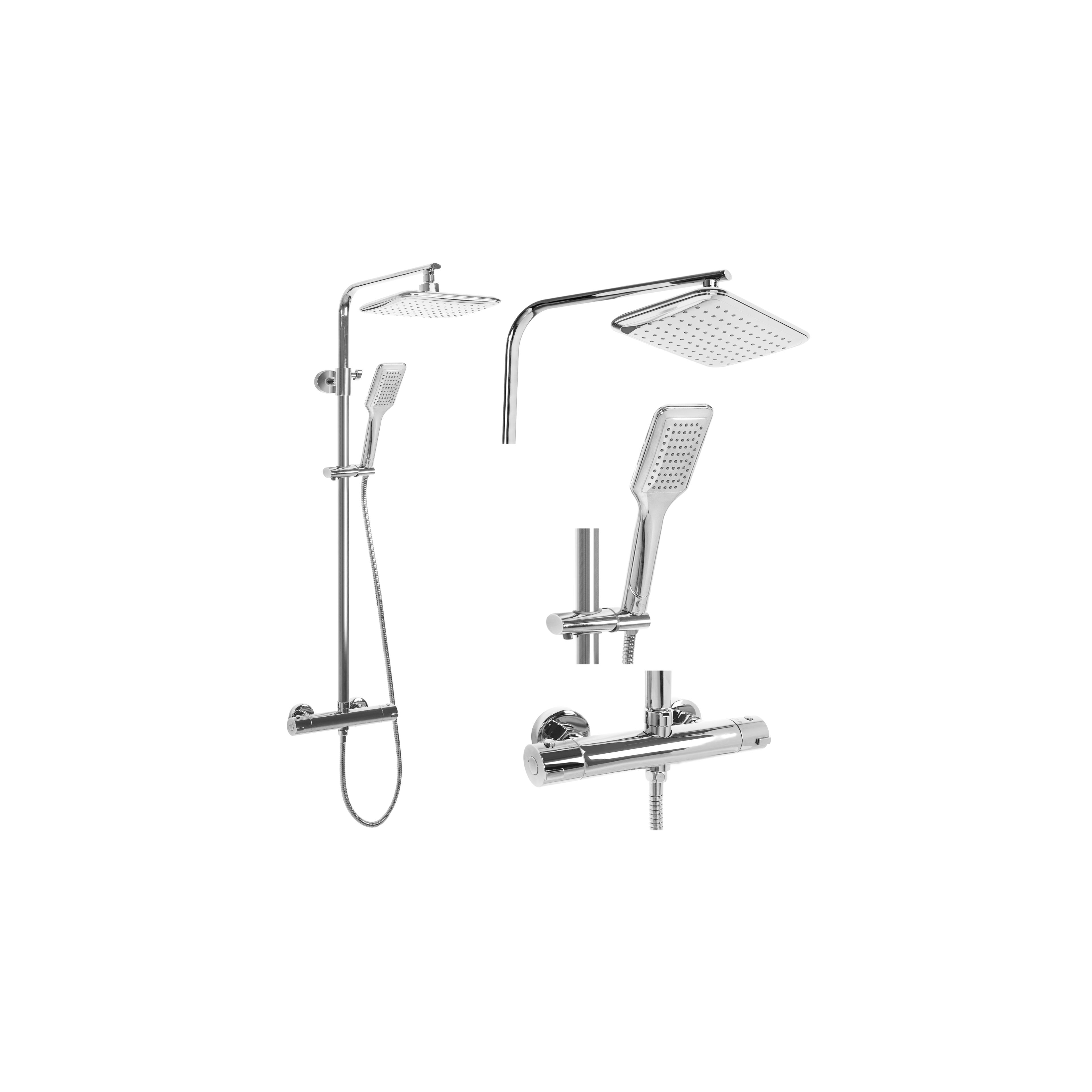 Conjunto de chuveiro REA Tom Chrome com termostato