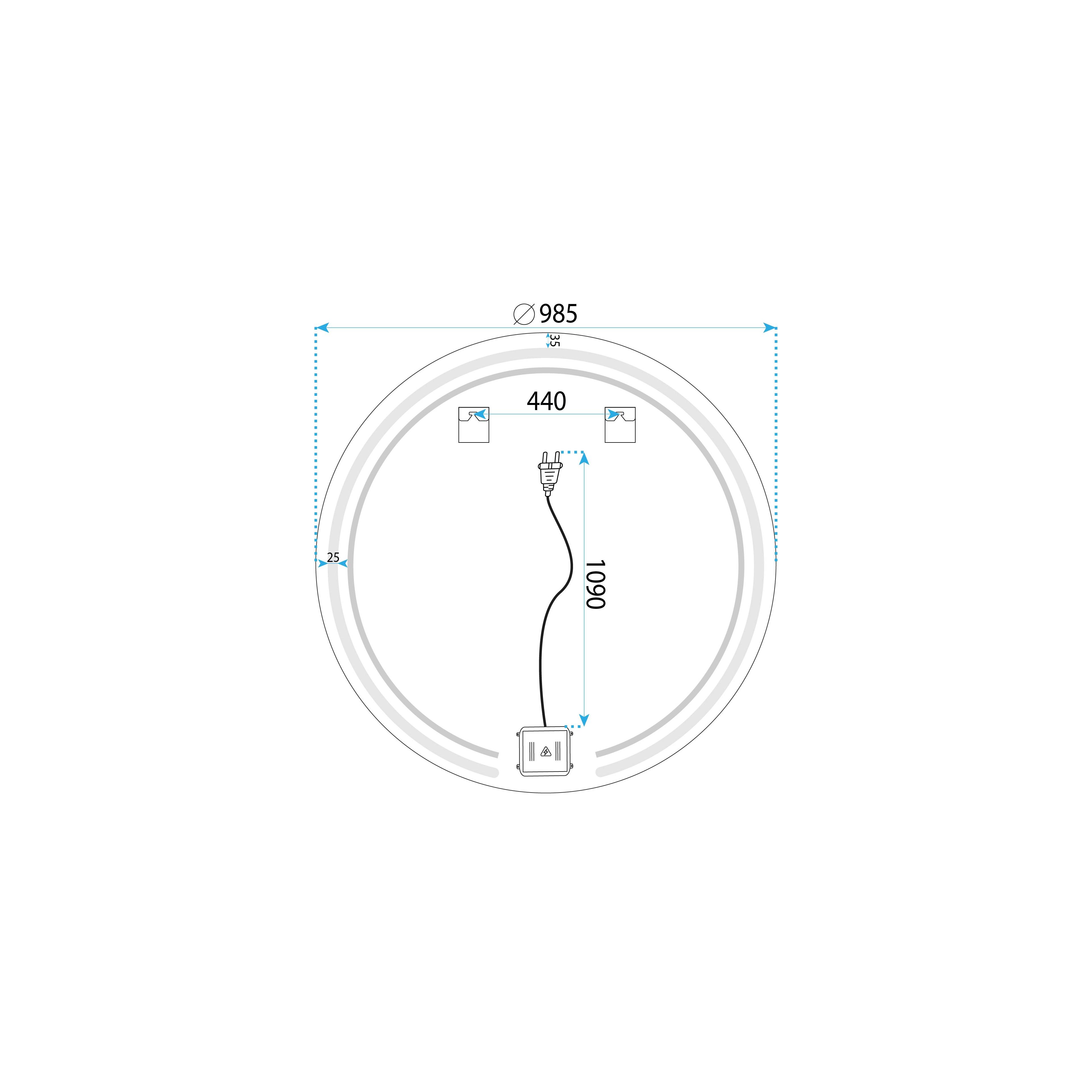 Miroir LED 100cm Modern