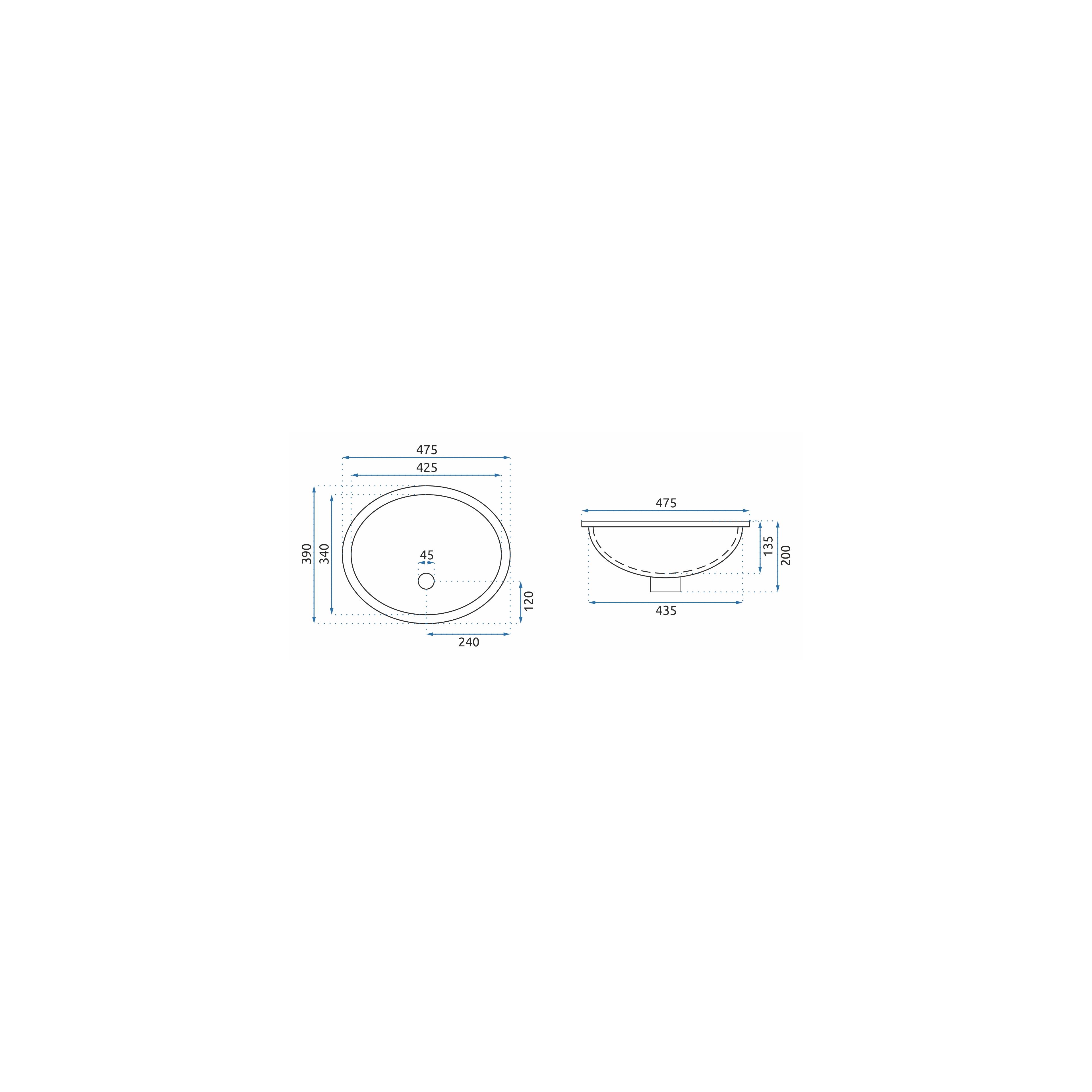 Inset washbasin Rea Nel White