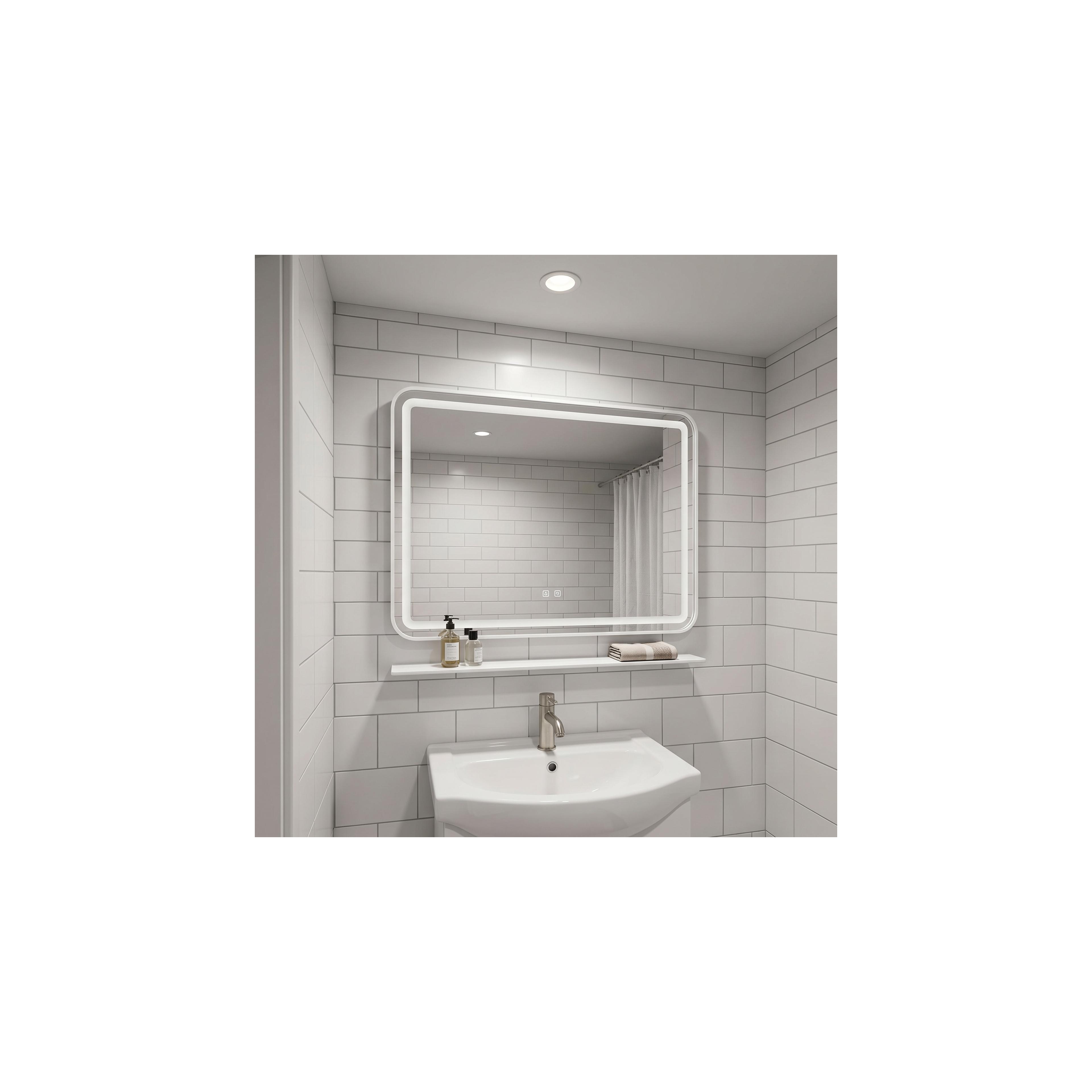 LED Wandspiegel mit Ablage 80x60 cm L-8060