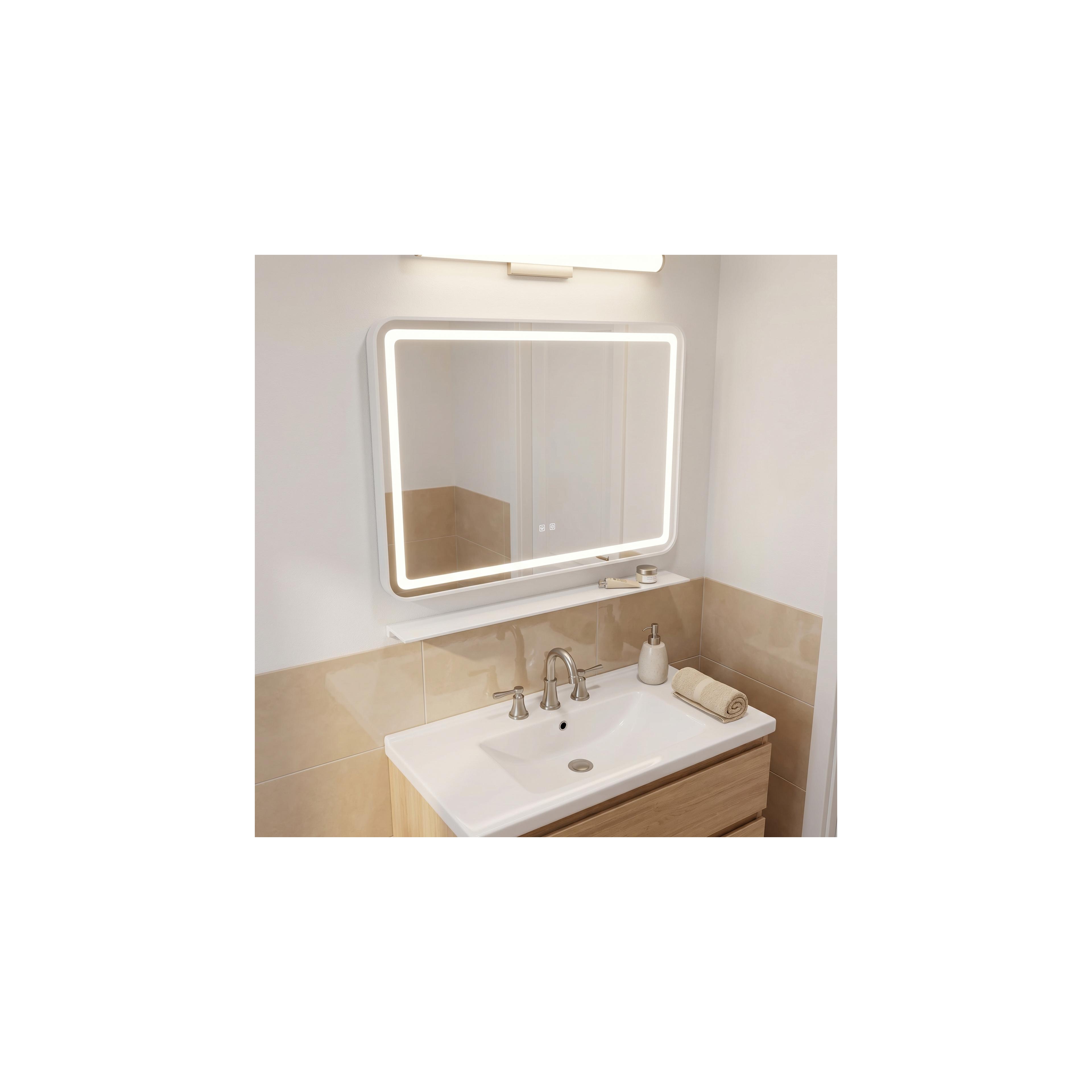 LED Wandspiegel mit Ablage 80x60 cm L-8060