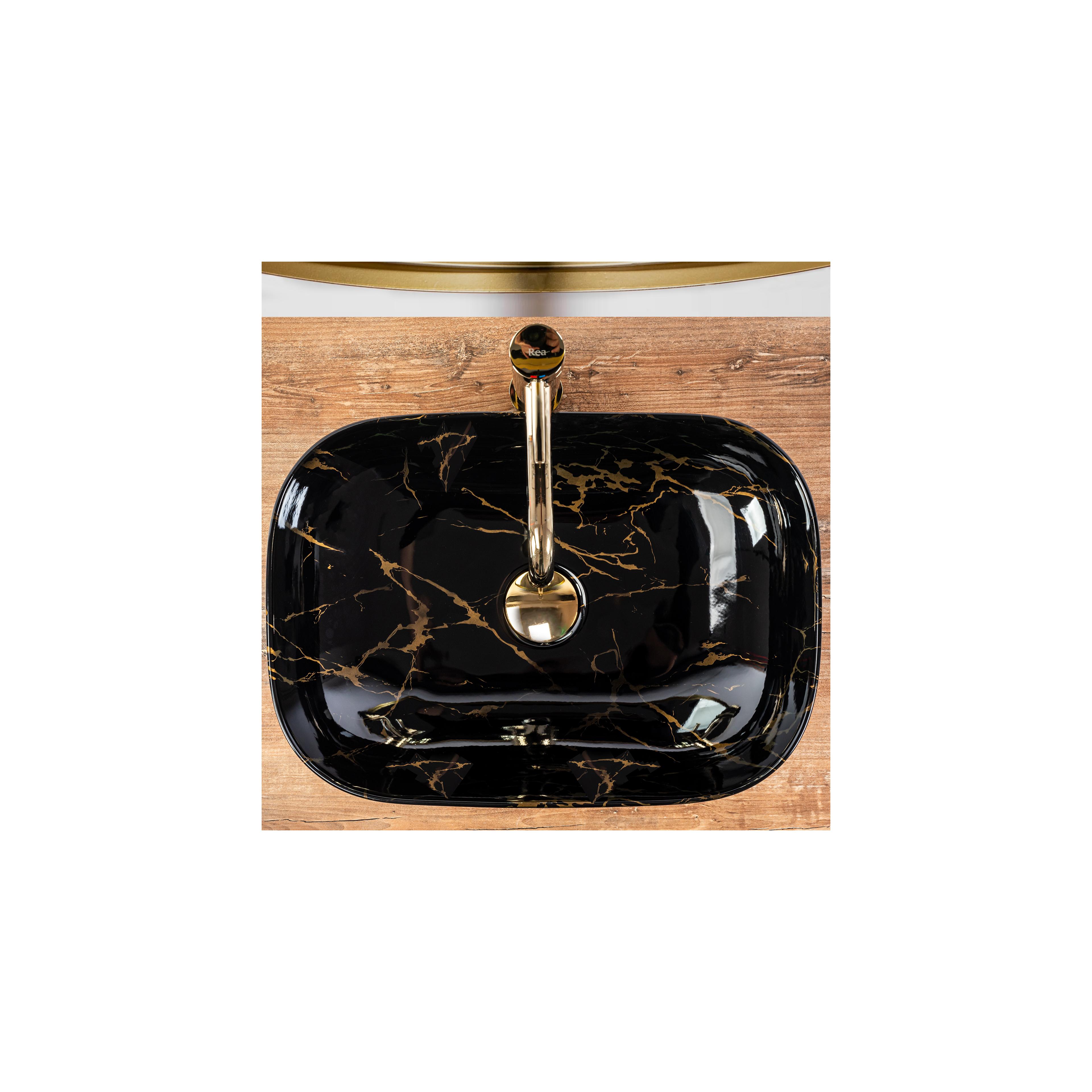 Vasque à poser Rea Belinda Black Marble shiny