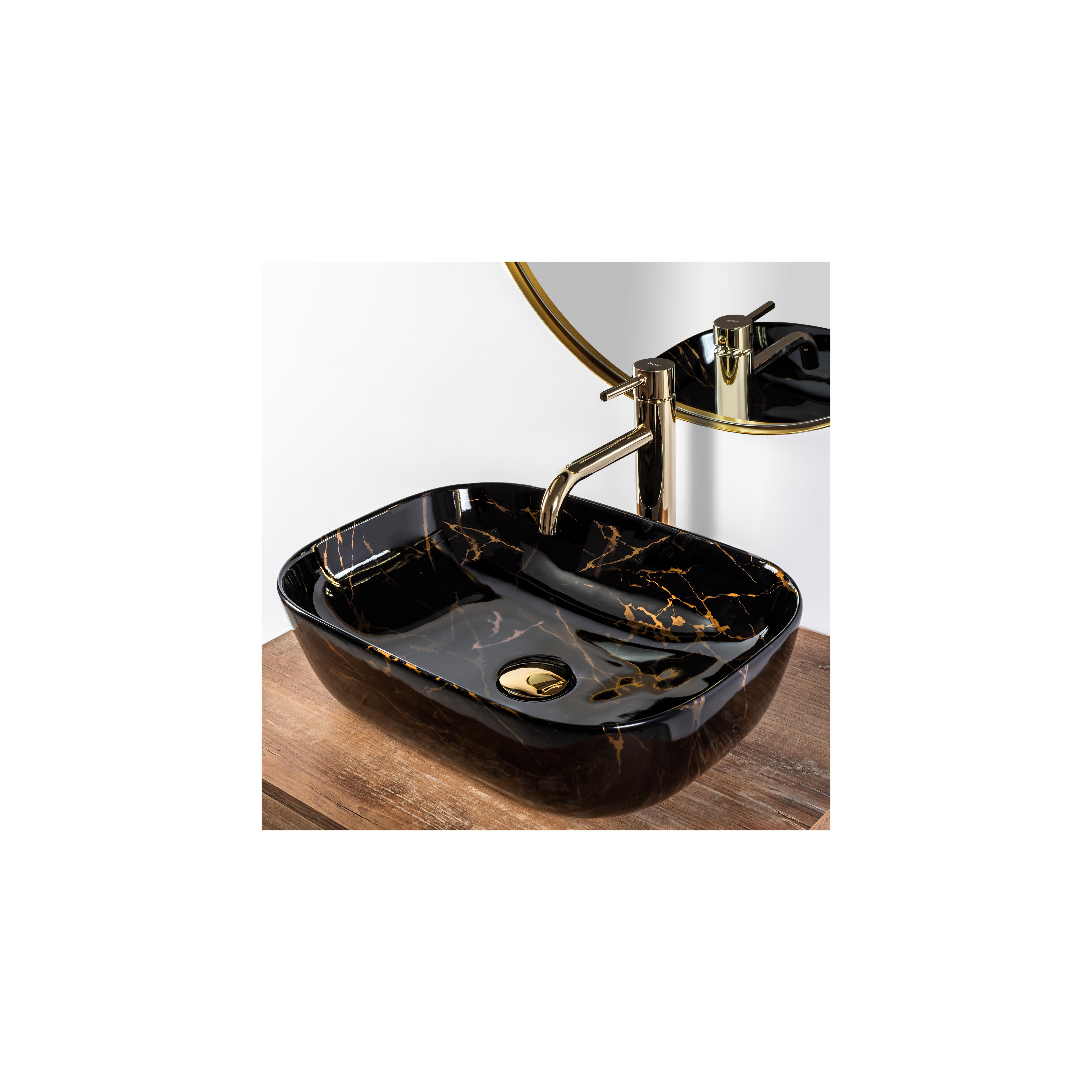 Vasque à poser Rea Belinda Black Marble shiny