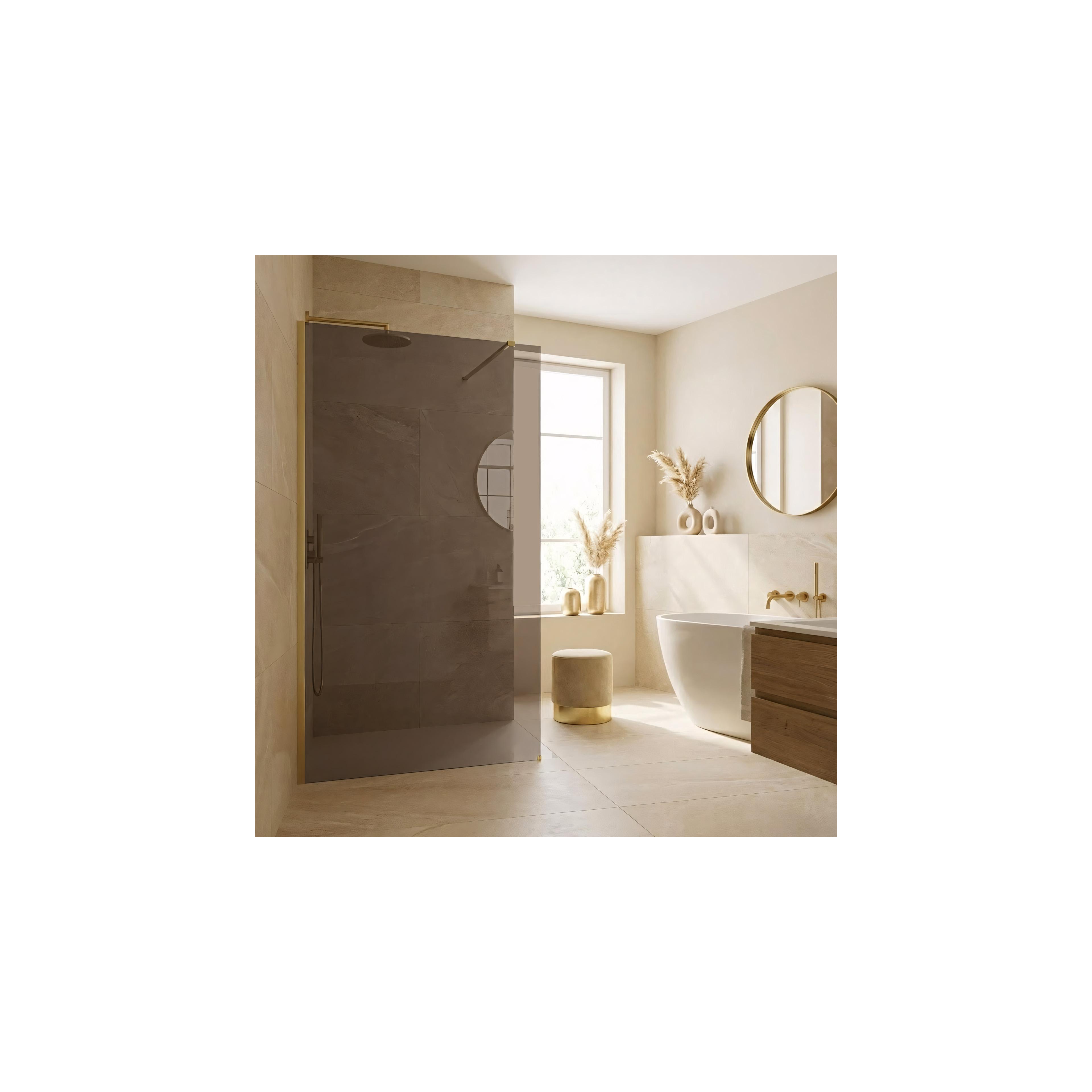 Kabina prysznicowa Walk-In Rea Flexi Brown / Brush Gold 80