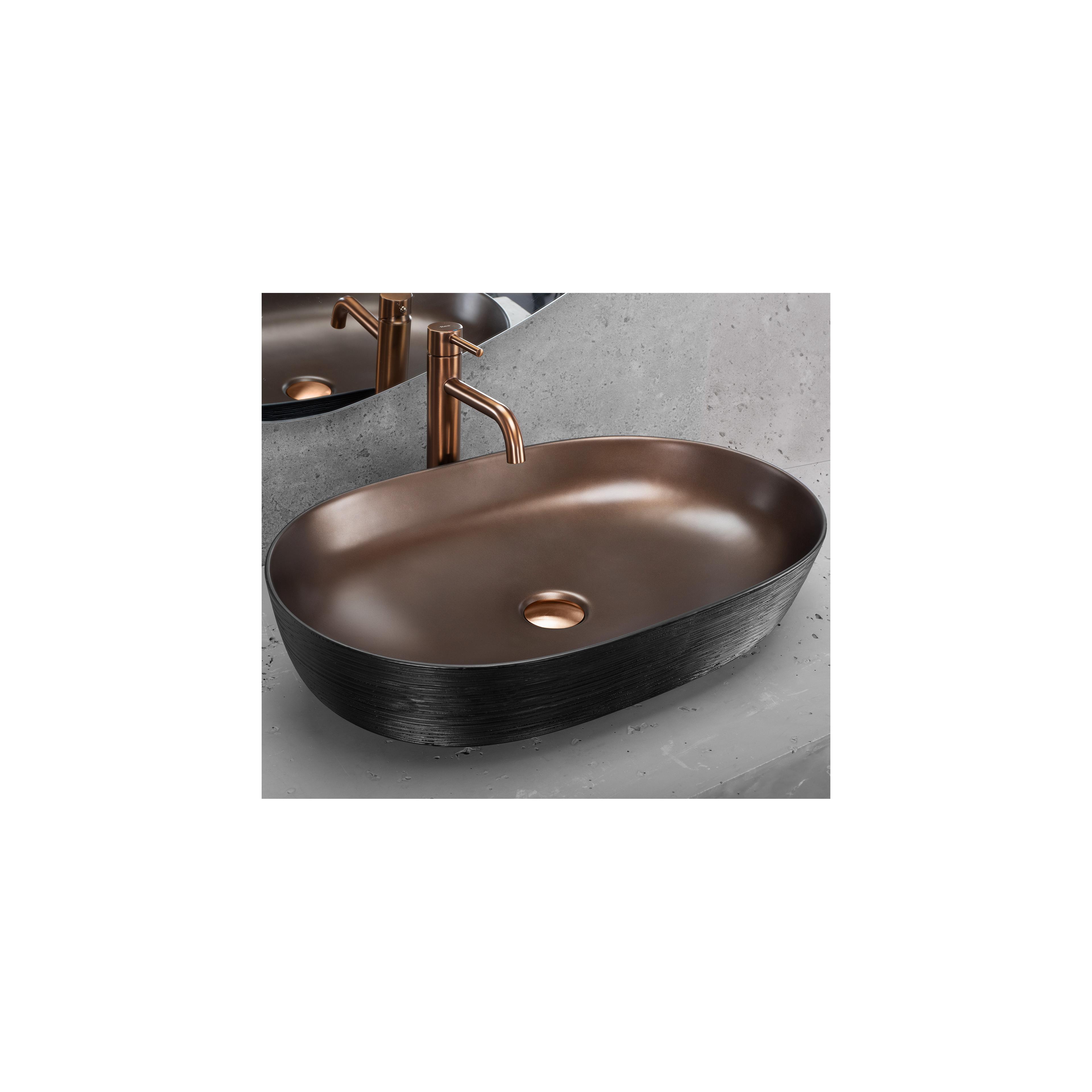 Umywalka nablatowa Rea Cleo 61 Copper Brush / Black