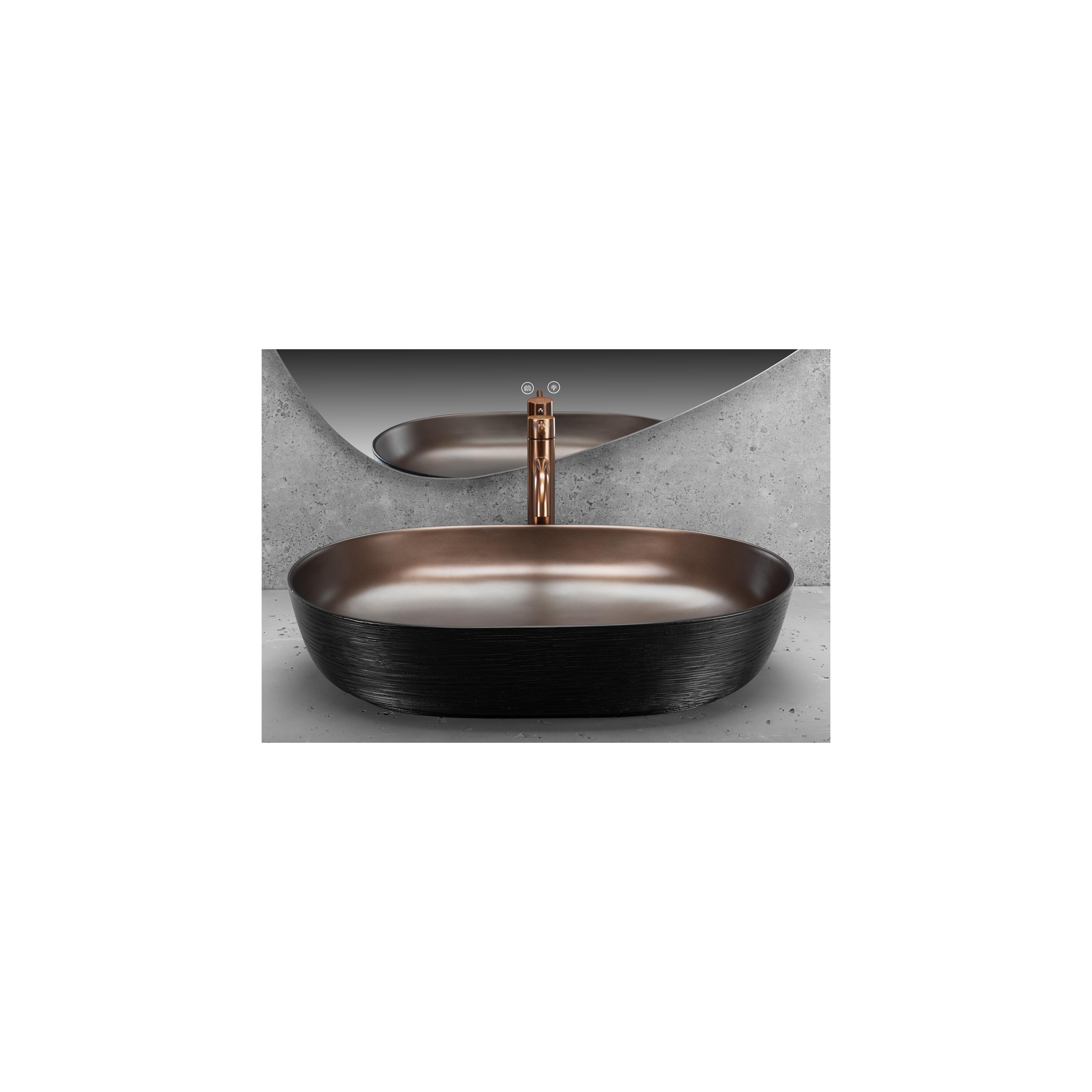 Umywalka nablatowa Rea Cleo 61 Copper Brush / Black