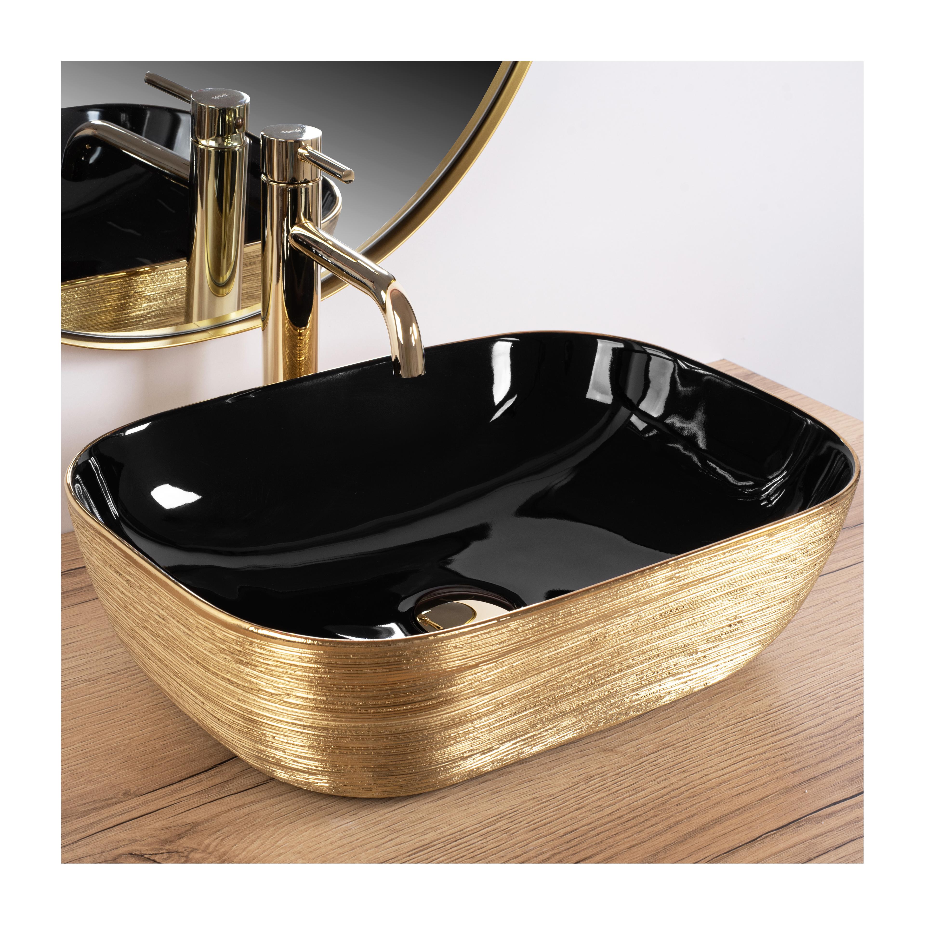 Umywalka nablatowa Rea Belinda BLACK BRUSH GOLD