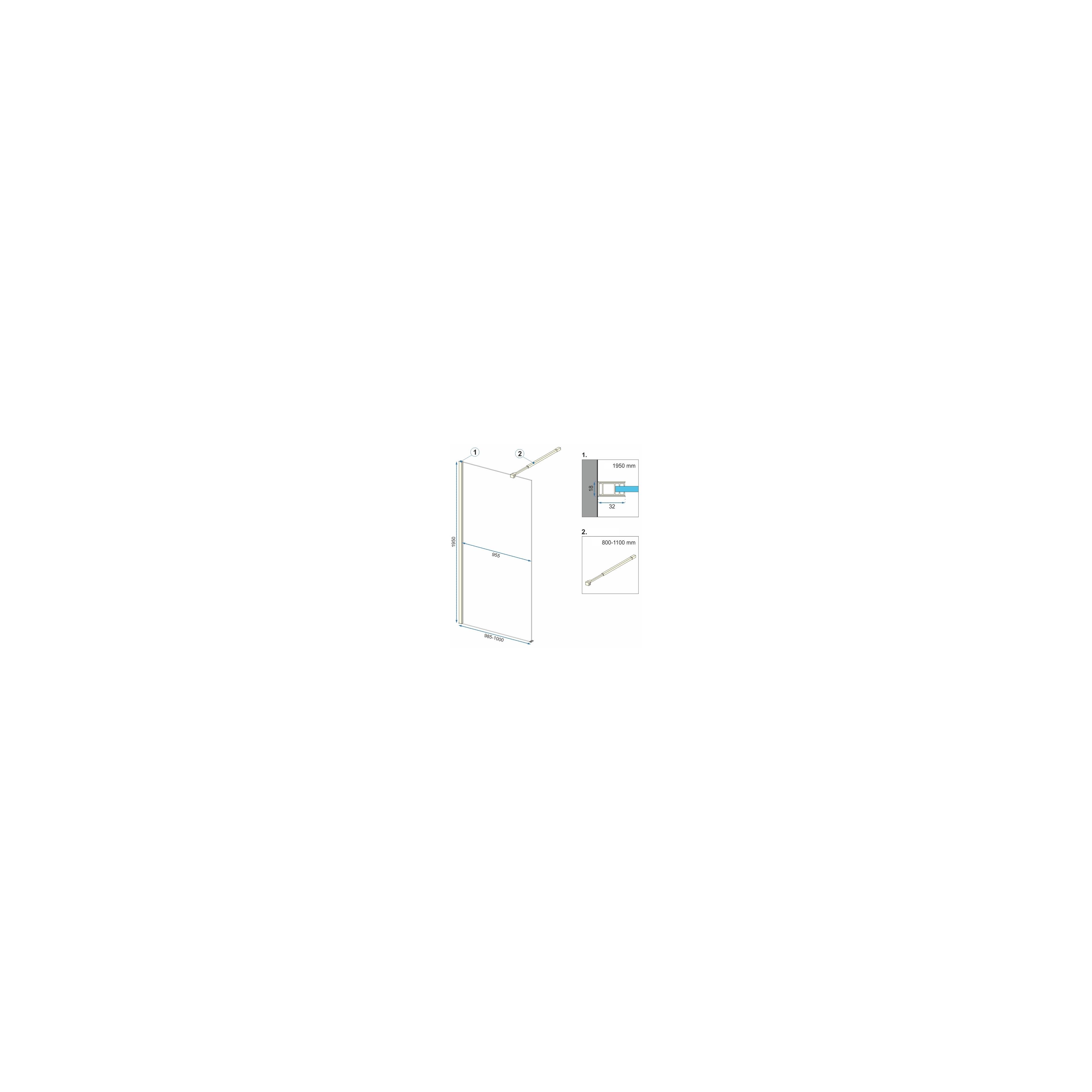Shower screen Rea Aero Gold 100 Walk In