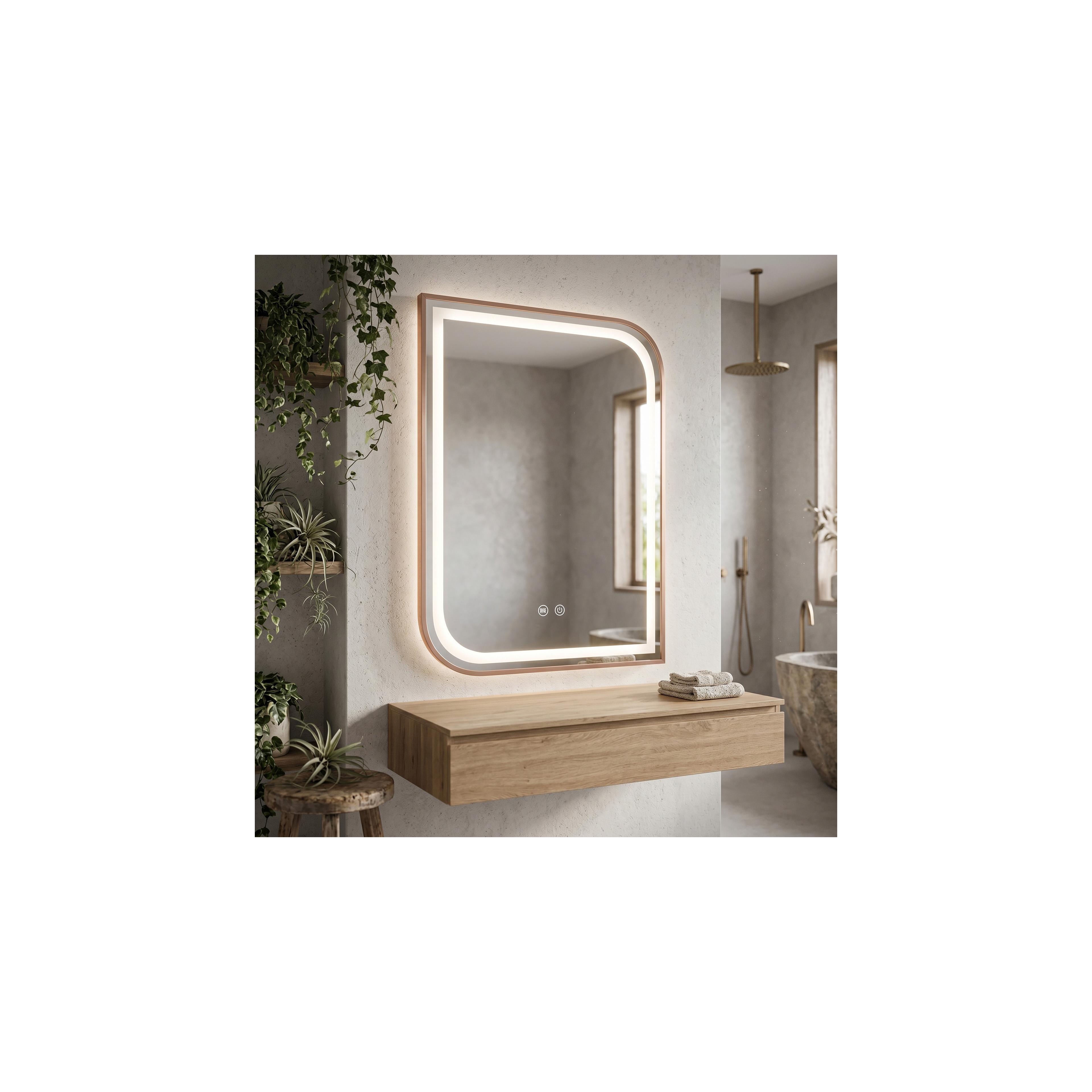 Lustro ścienne LED ZONE 80x60 Różowe Złoto Szczotkowane