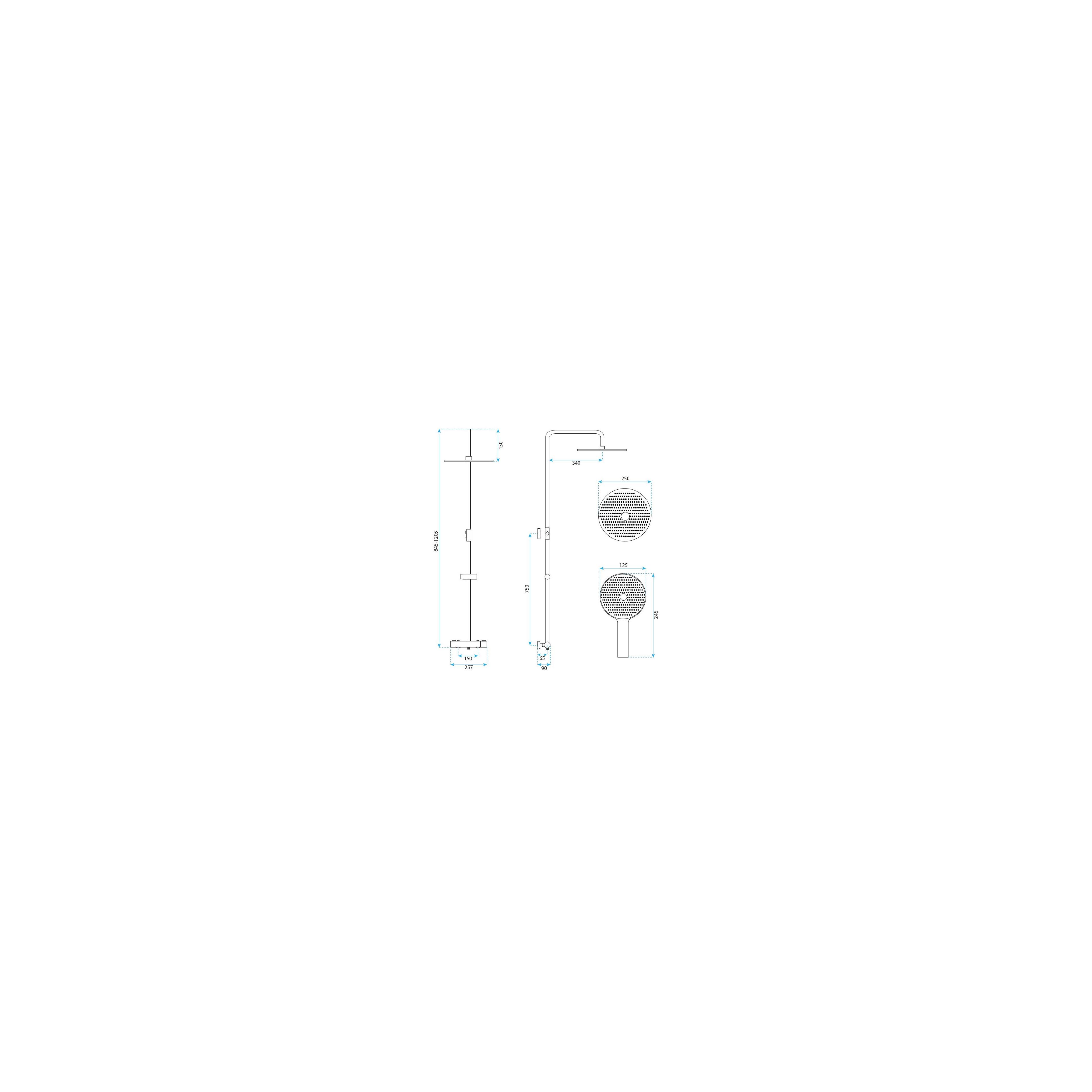 Shower set without spout with thermostat Rea Lungo Copper Brush