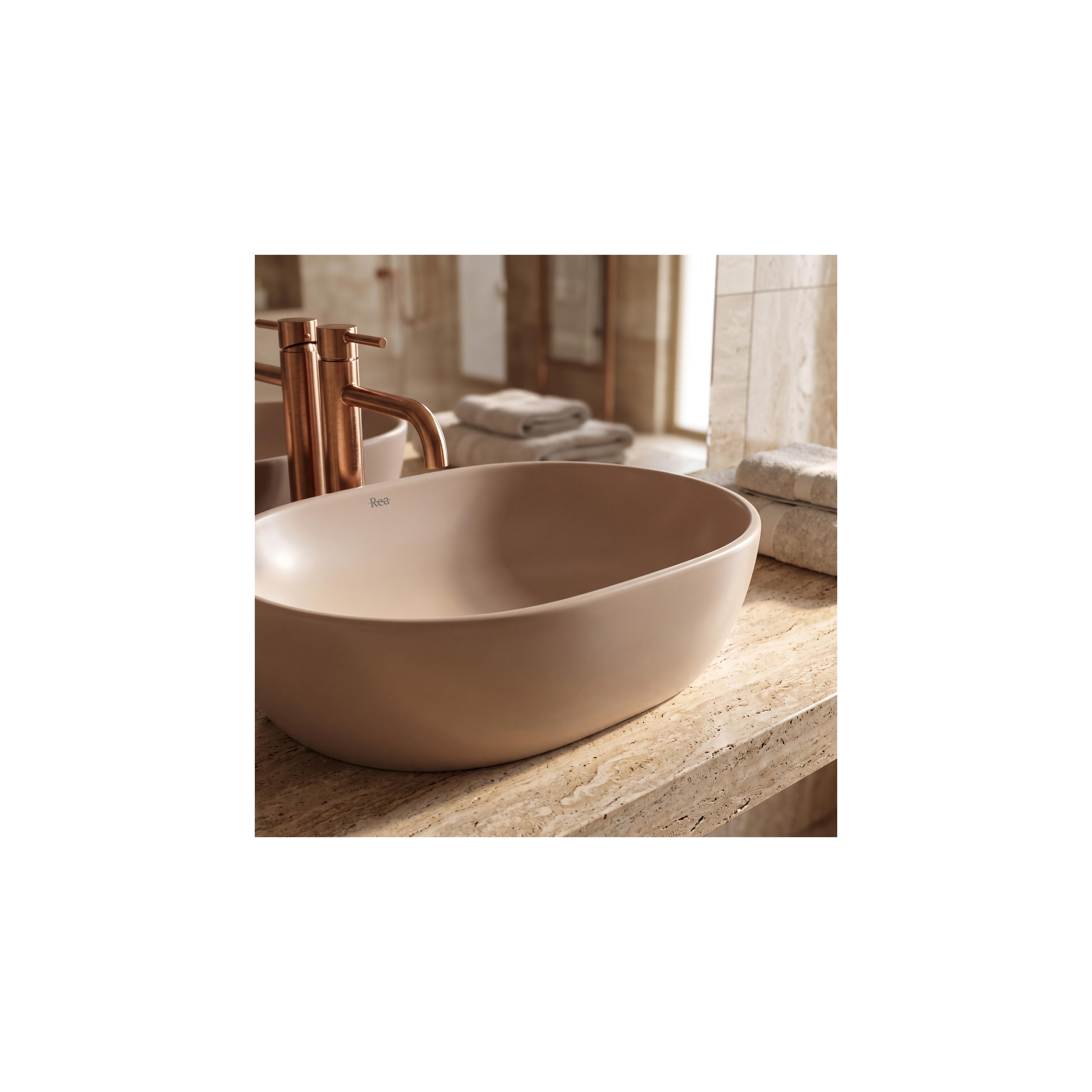 Lavabo à Poser Rea Focus Taupe