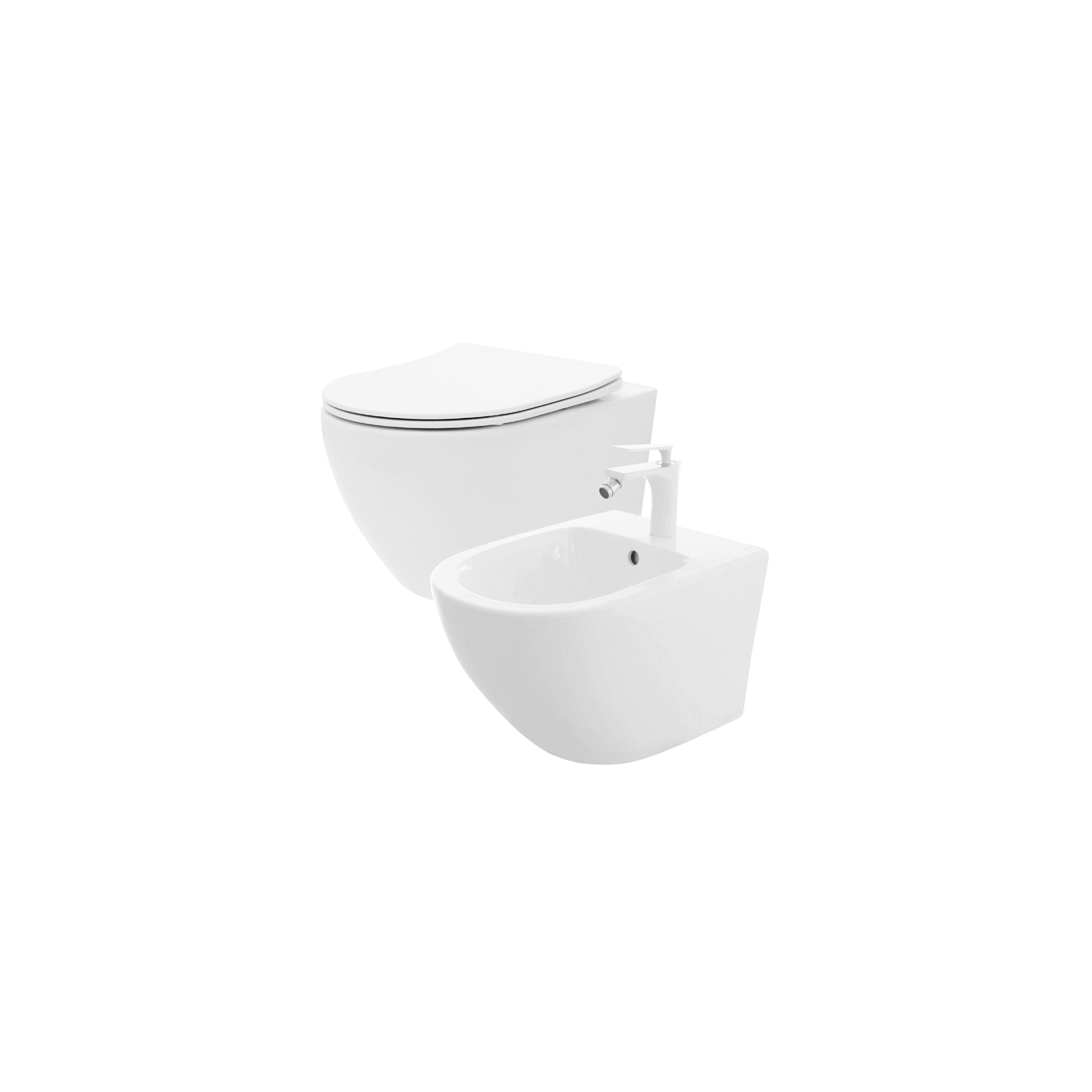 Komplekts: Carlo plakanais mini tualetes pods bez malas + Carlo Mini Bidet