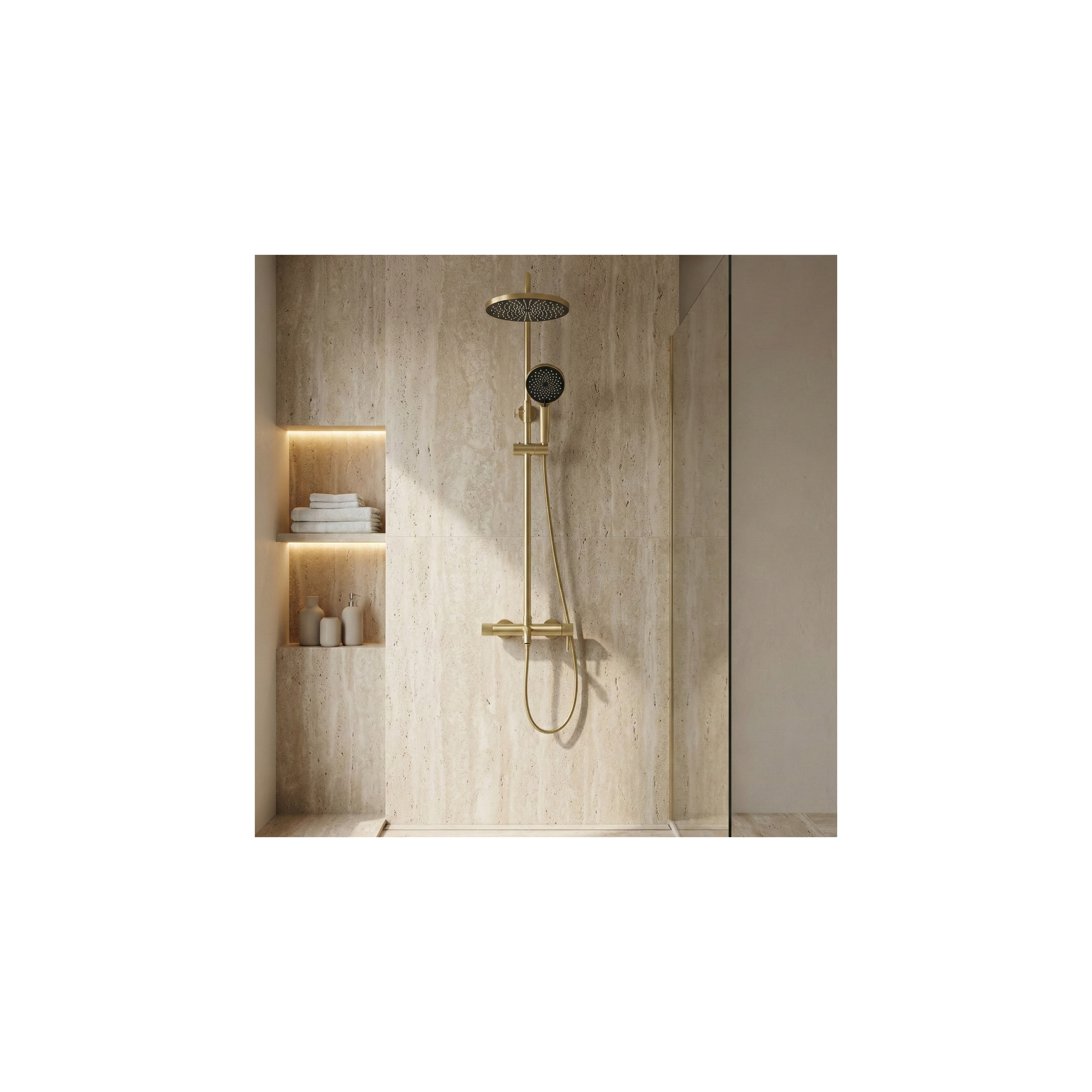 Ρυθμιζόμενη Στήλη Ντουζ Rea Lungo Stripe Brush Gold