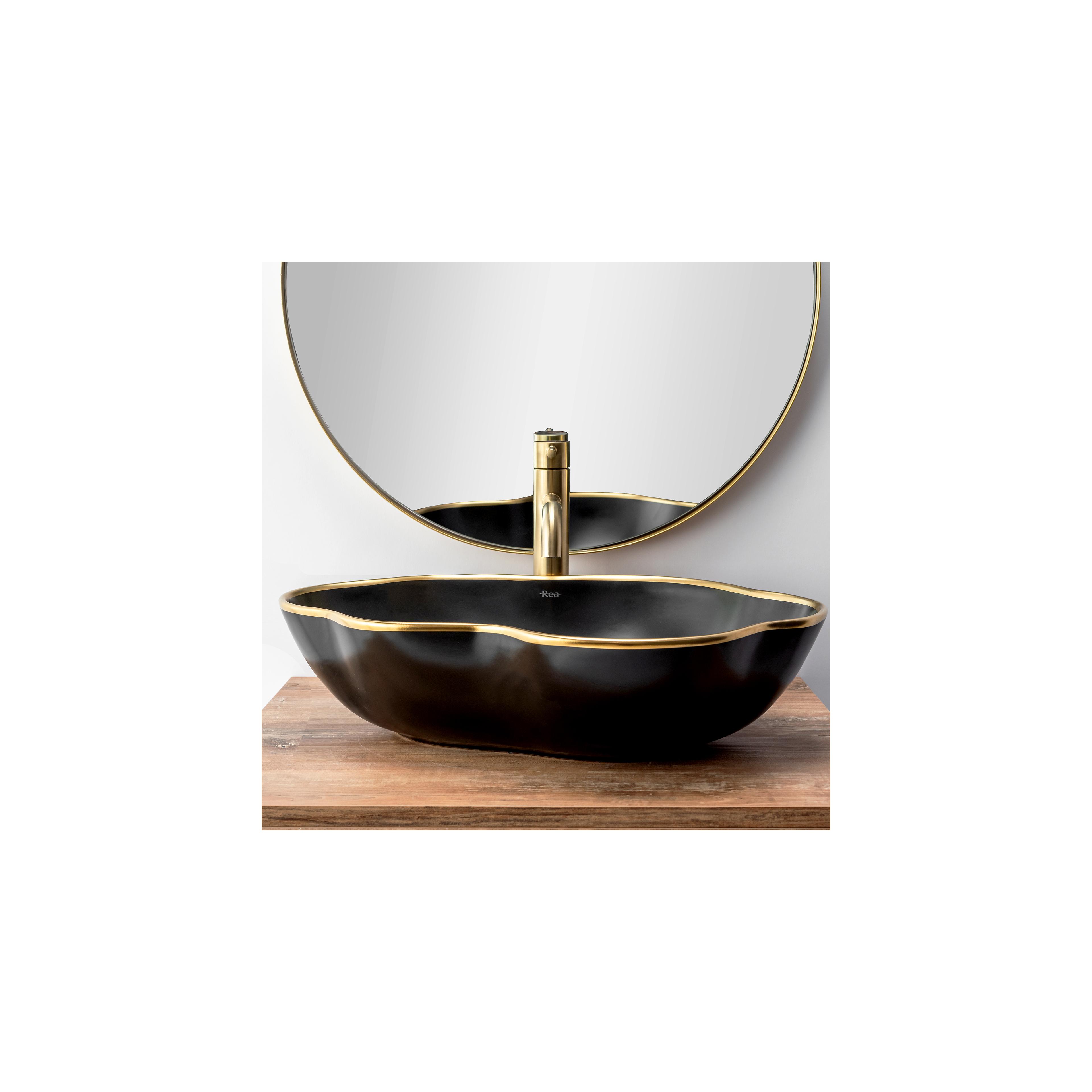Grifo de LAVABO Rea Lungo Brushed Gold High