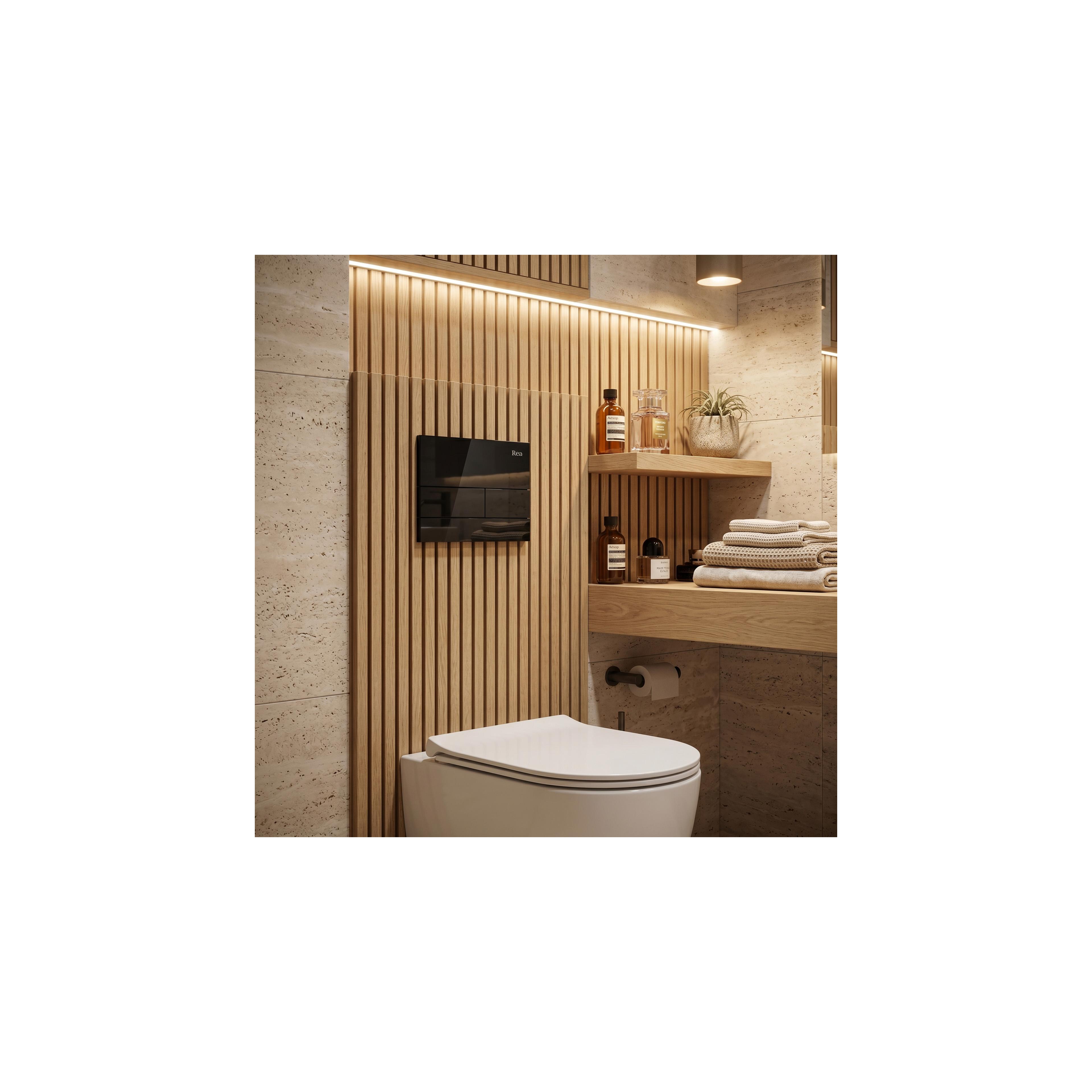 Inbyggnadsram Set för WC Slim 024N med T Black Glass Spolknapp