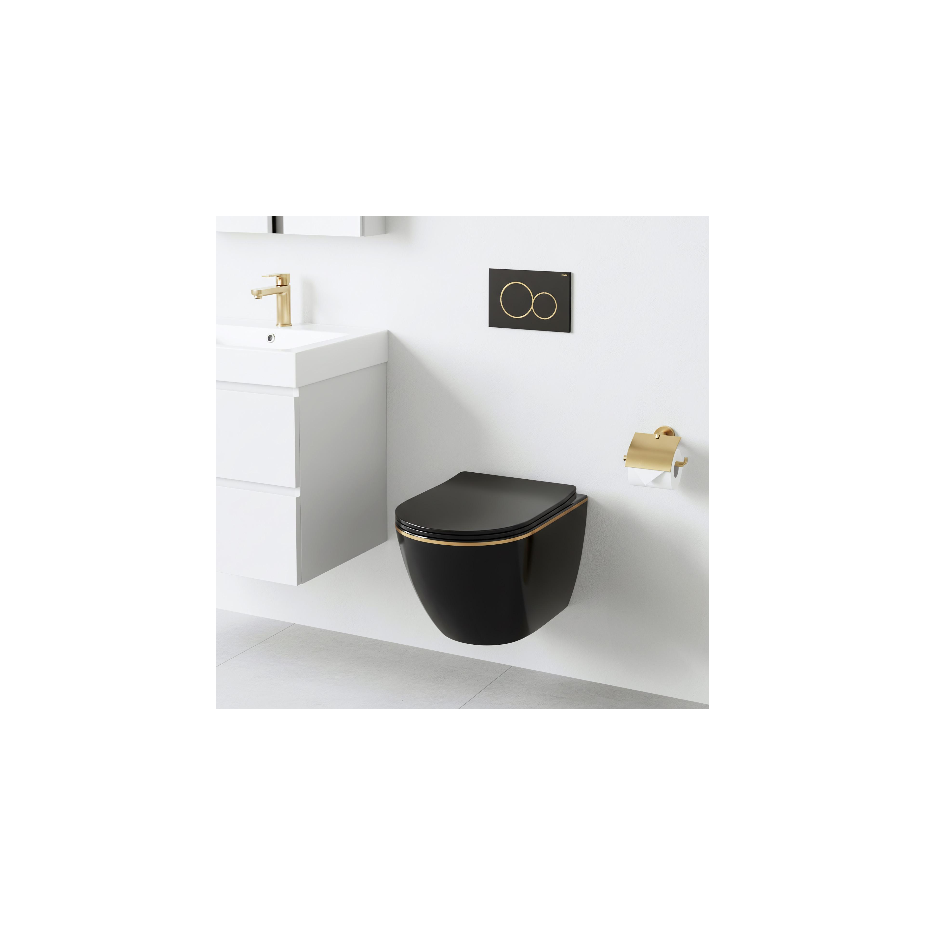 Cuvette WC suspendue Rea Carlo Mini Tornado Black Gold Egde