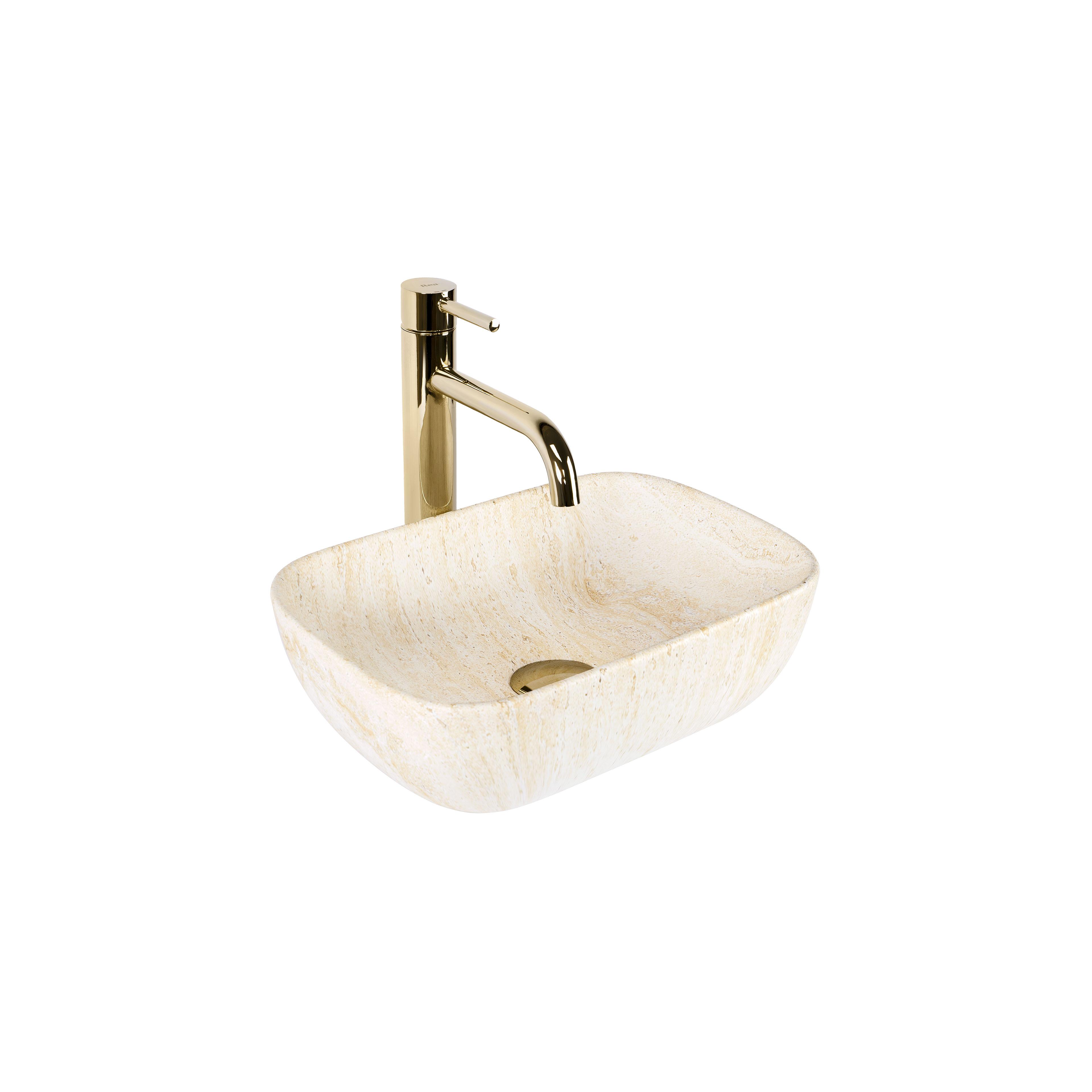 Lavabo sobre encimera Rea BELINDA MINI TRAVERTINE MATT