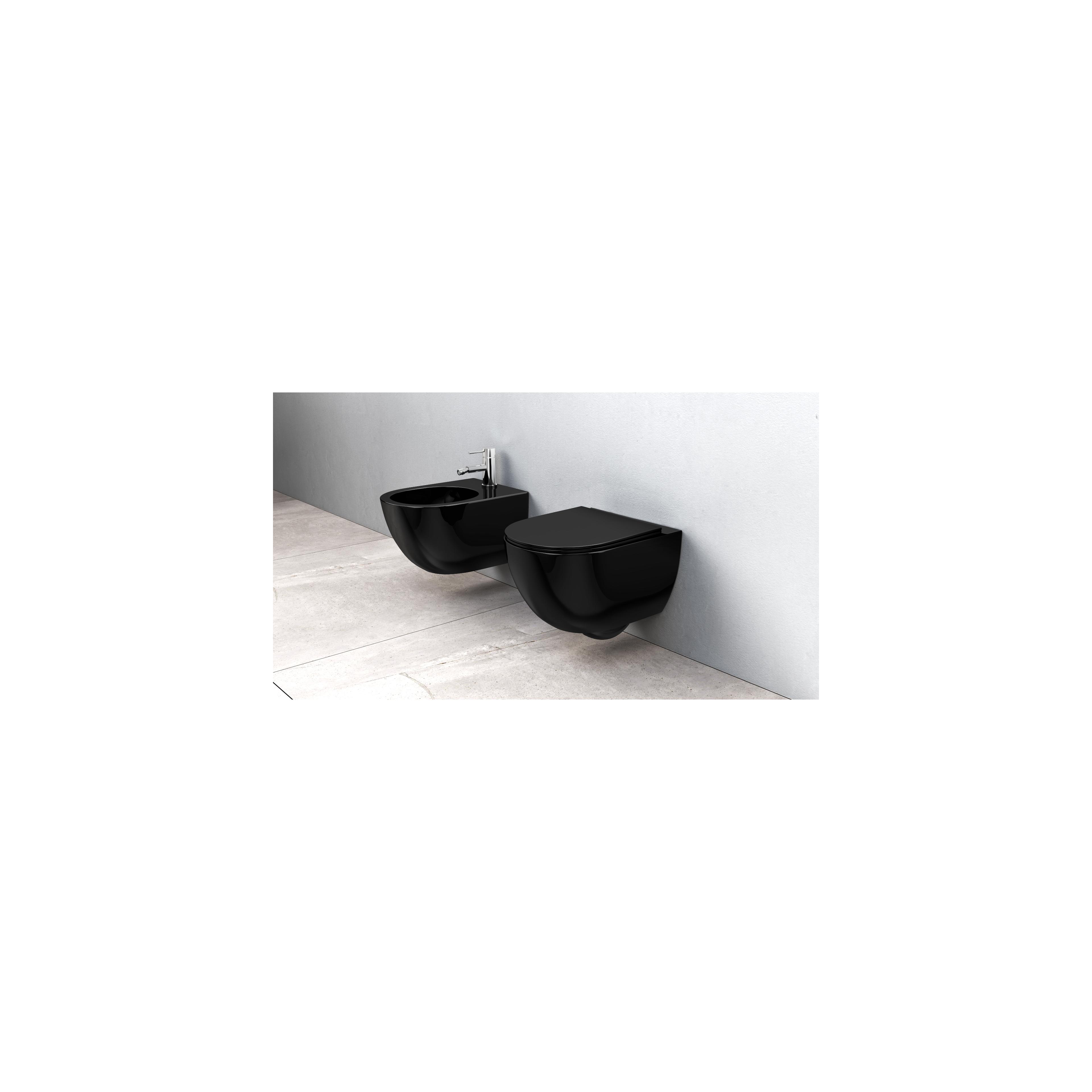 Vas WC suspendabil Rea Carlo Mini Rimless Flat negru