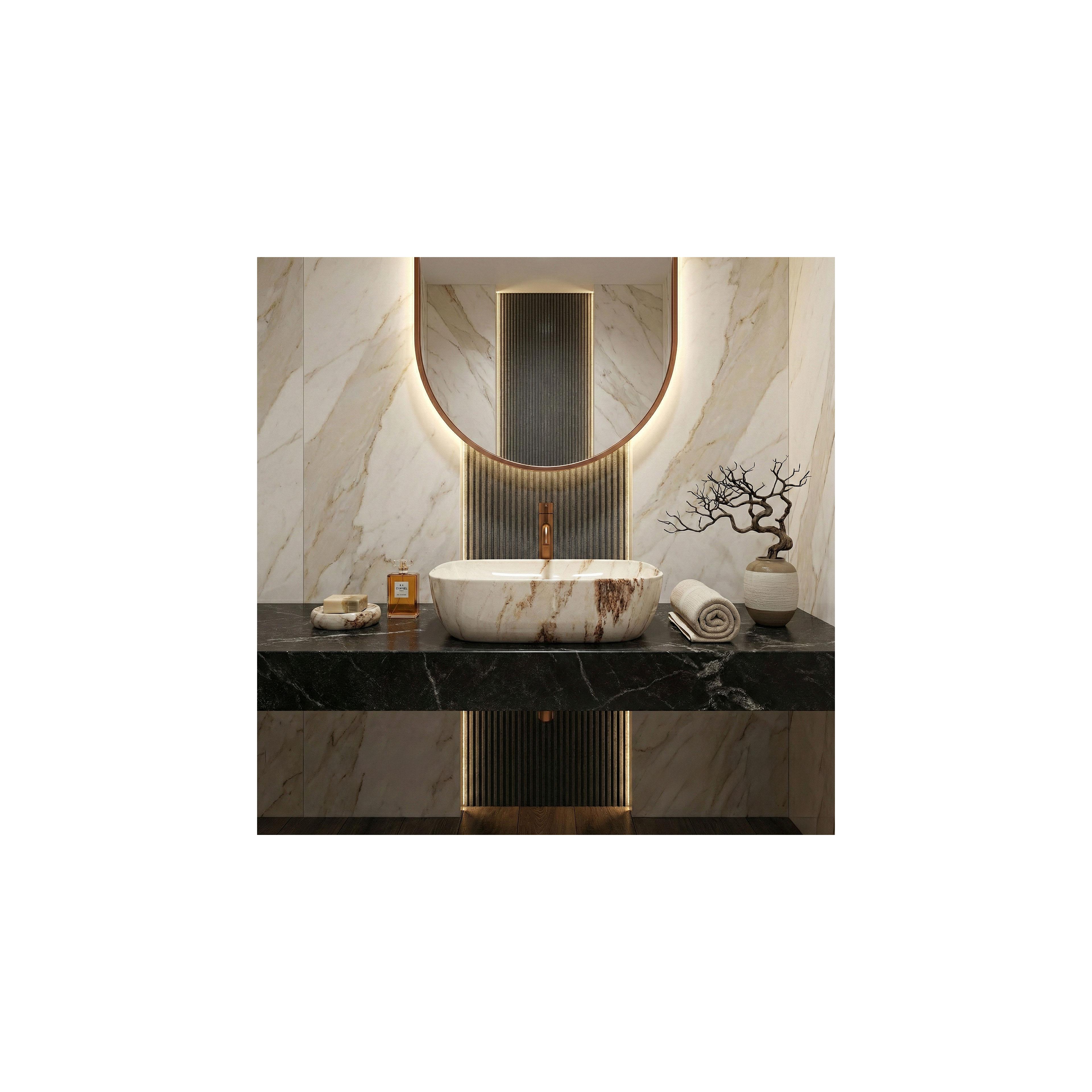 Countertop washbasin Rea Belinda Marrone Shiny