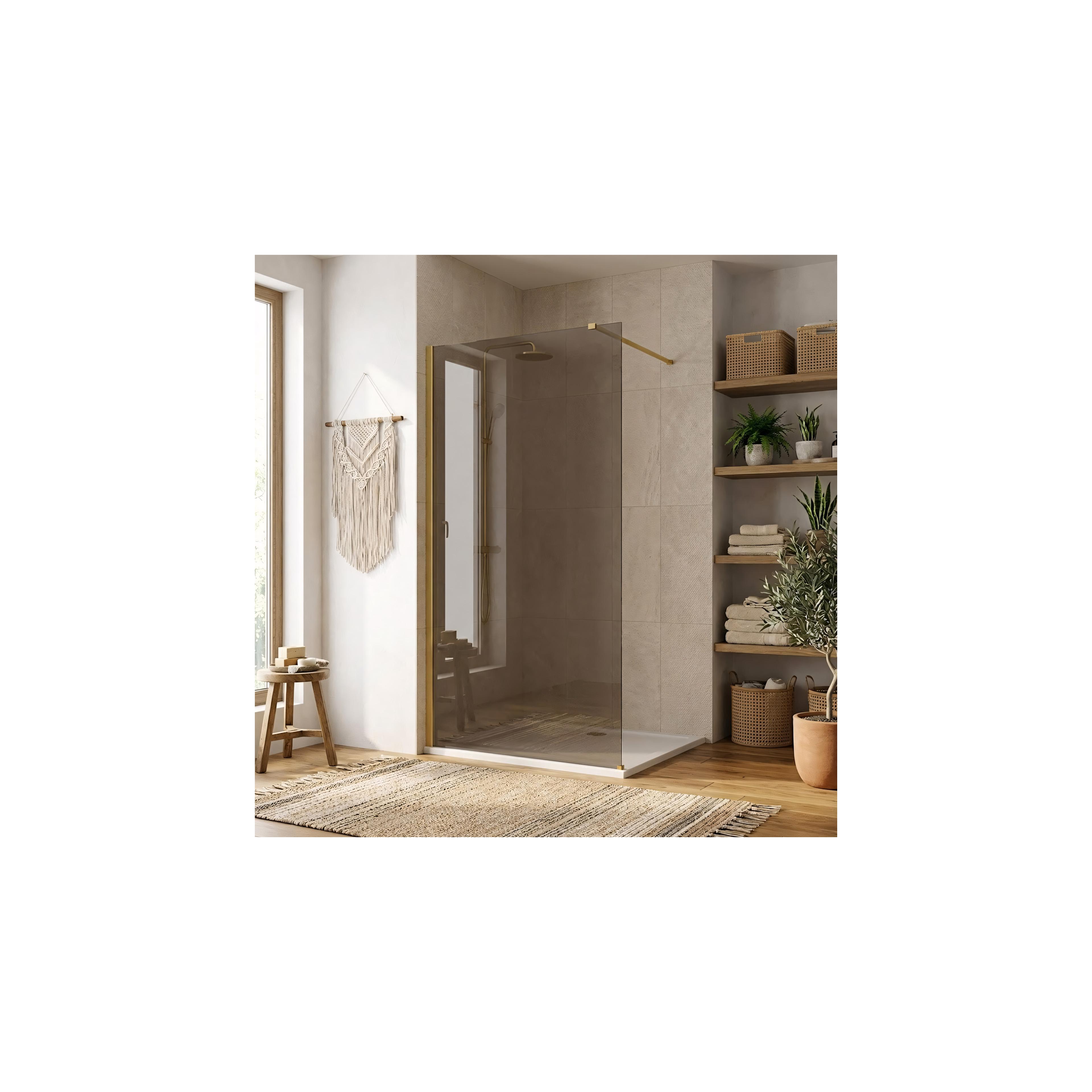 Sprchová zástena Rea Flexi Brown/ Brush Gold 90
