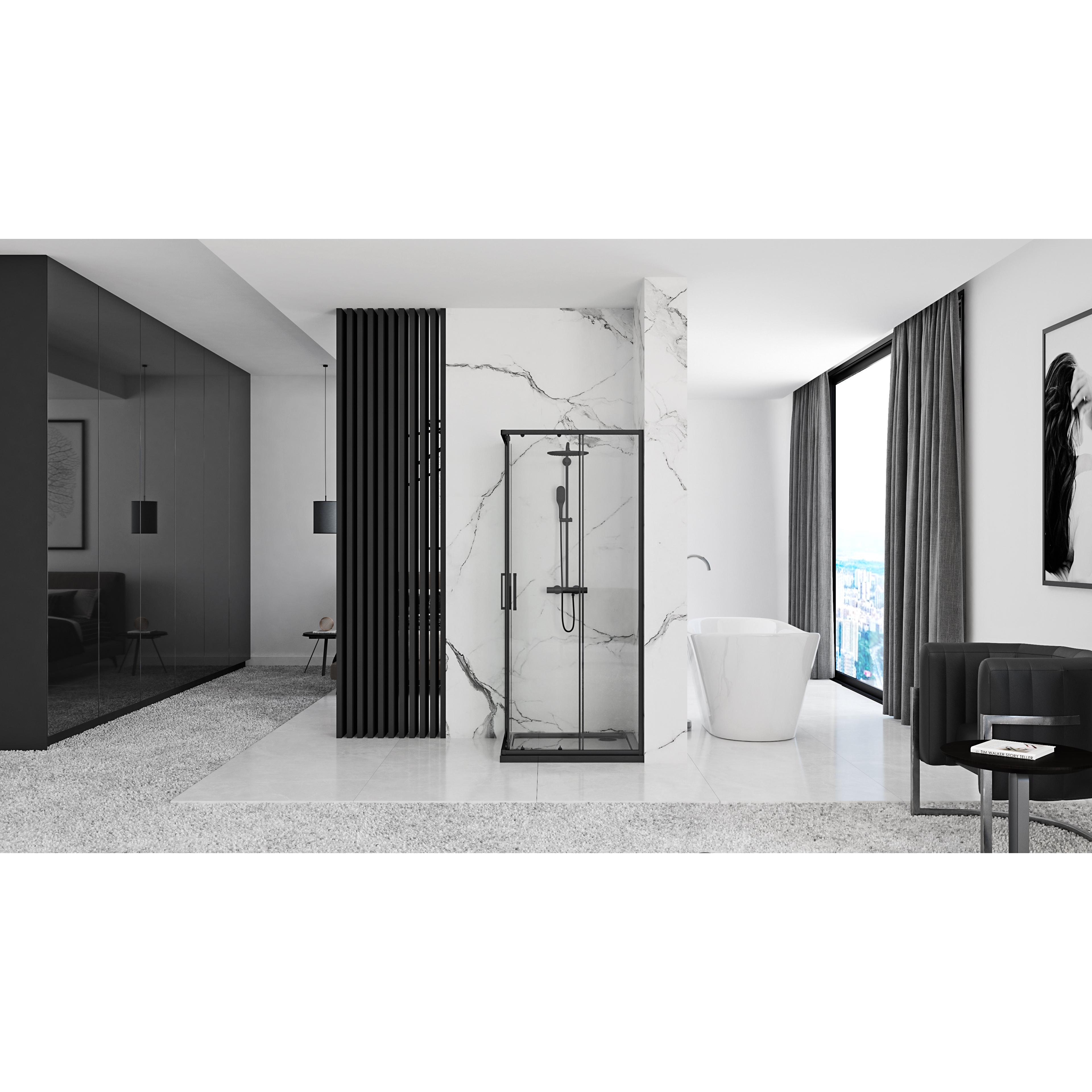 Cabina de dus Rea Punto negru 80x80 cm