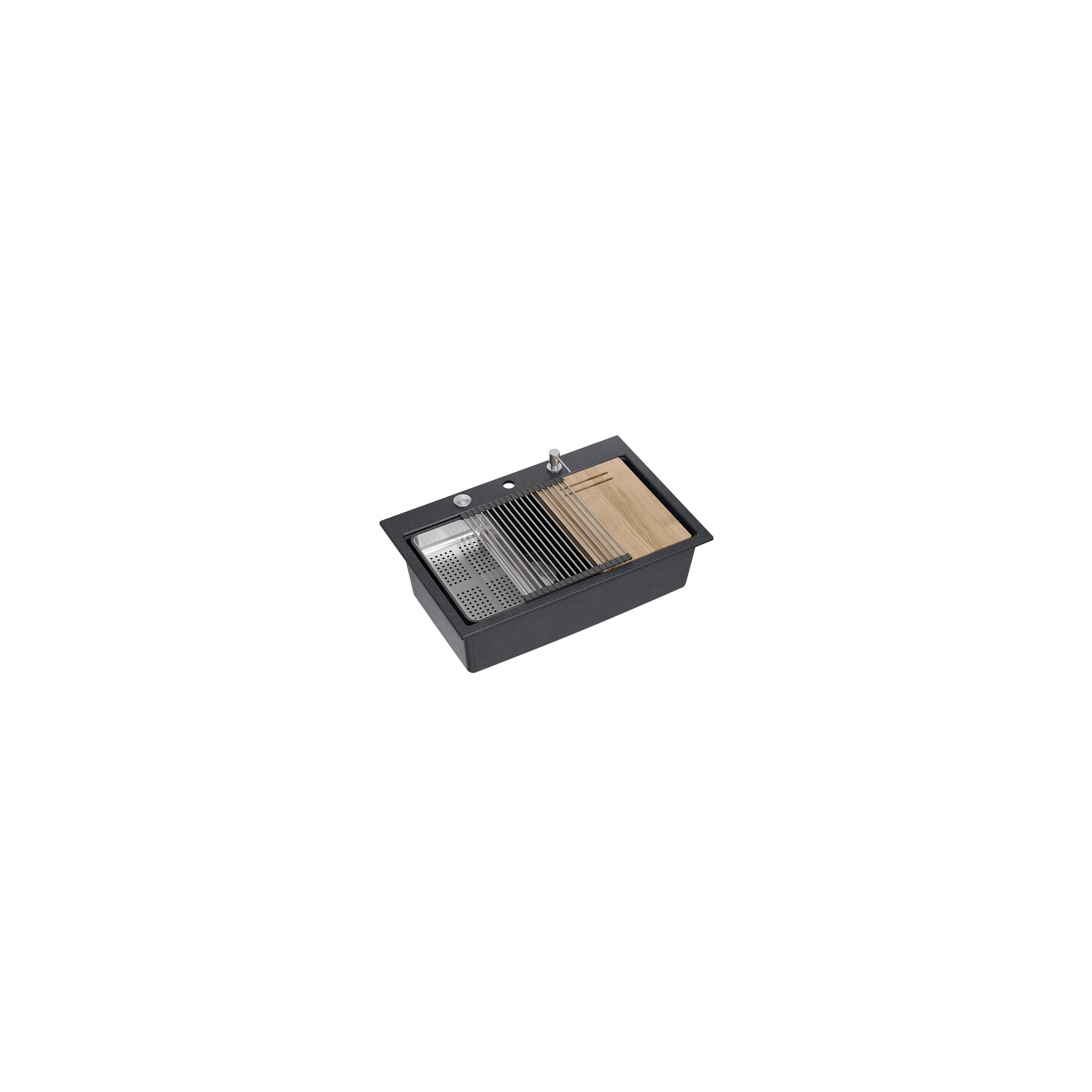 Granitspülbecken MARC 110 WORKSTATION Black Metallic