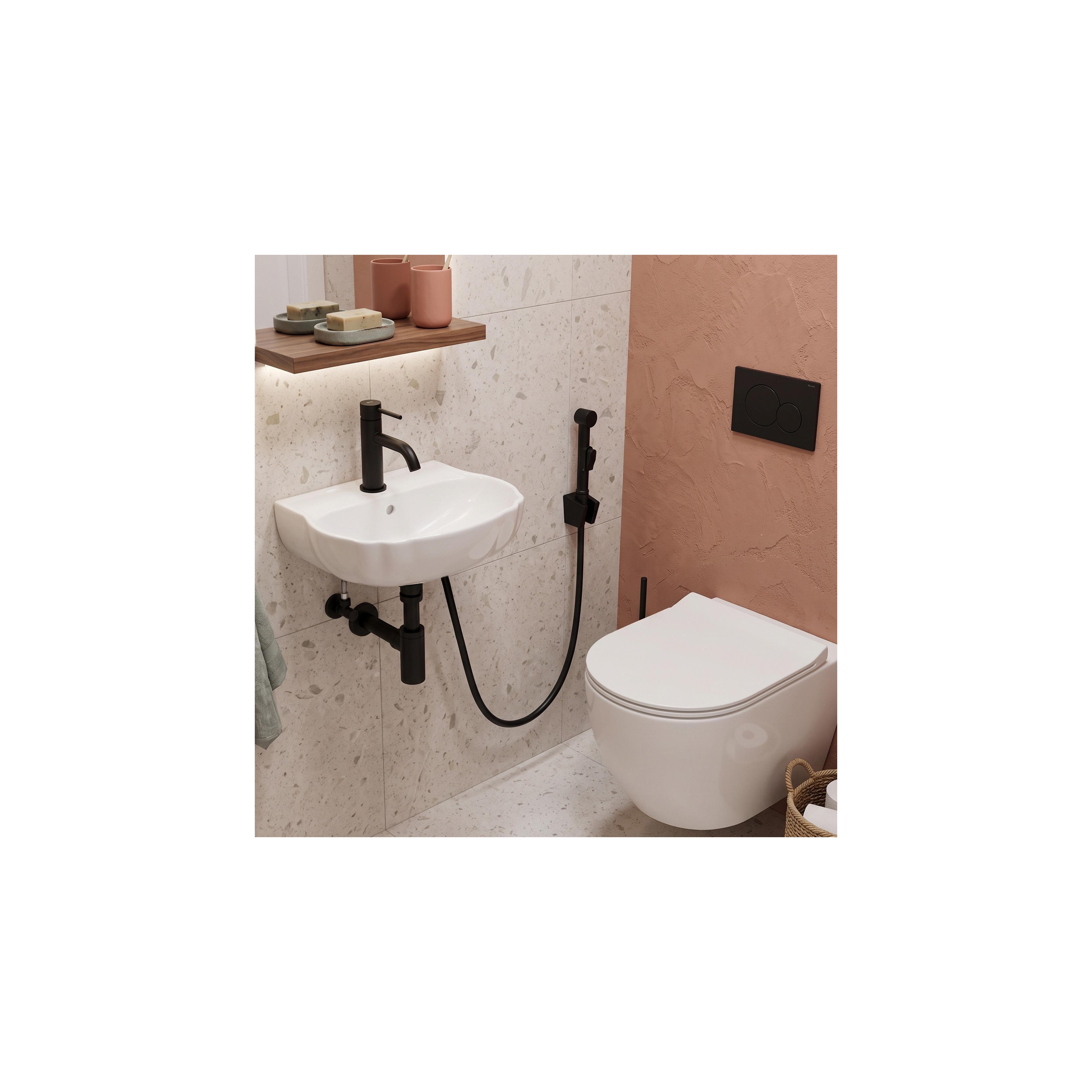Washbasin faucet with bidetta Rea Lungo Black