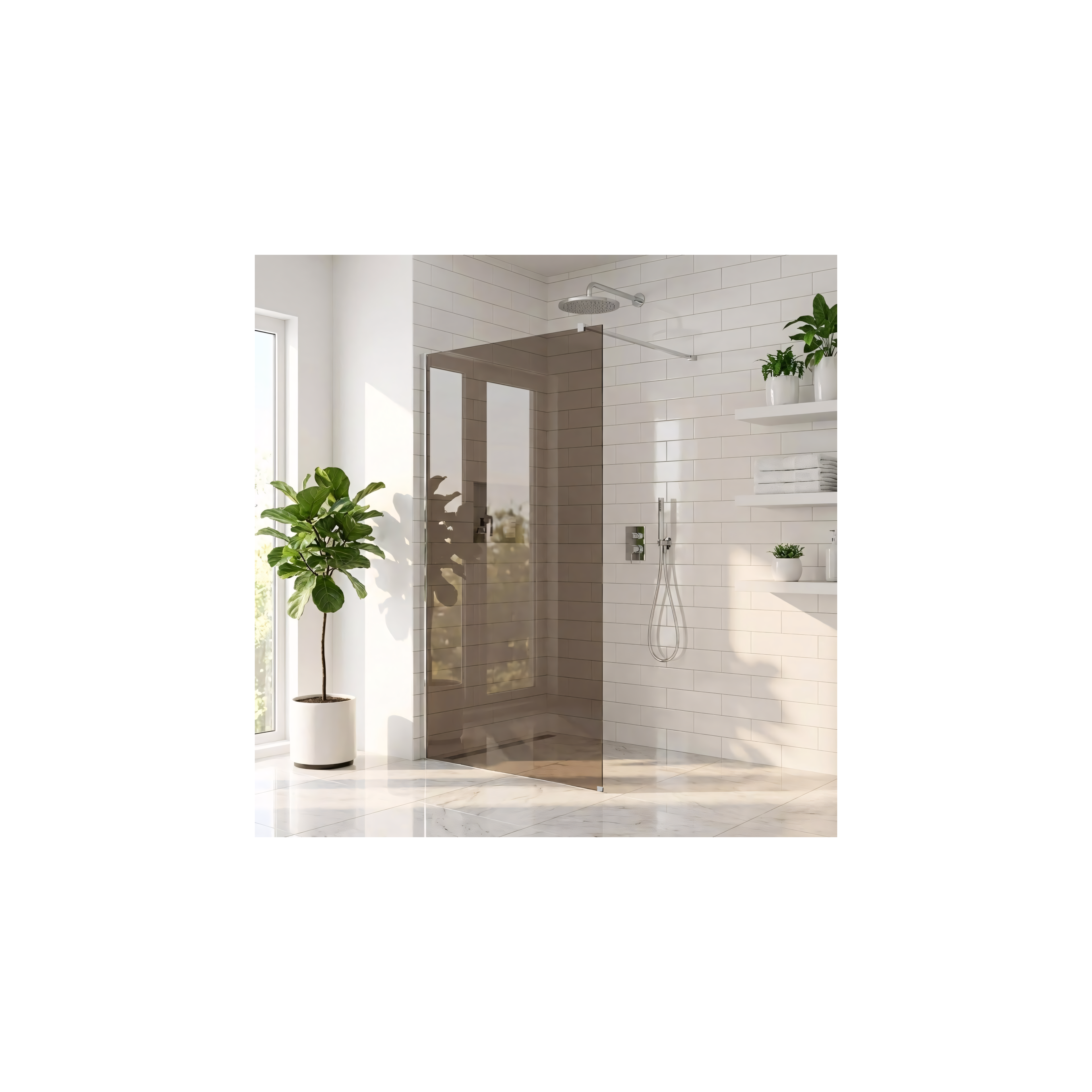 Stena za prhanje Rea Flexi Brown / Chrome 90