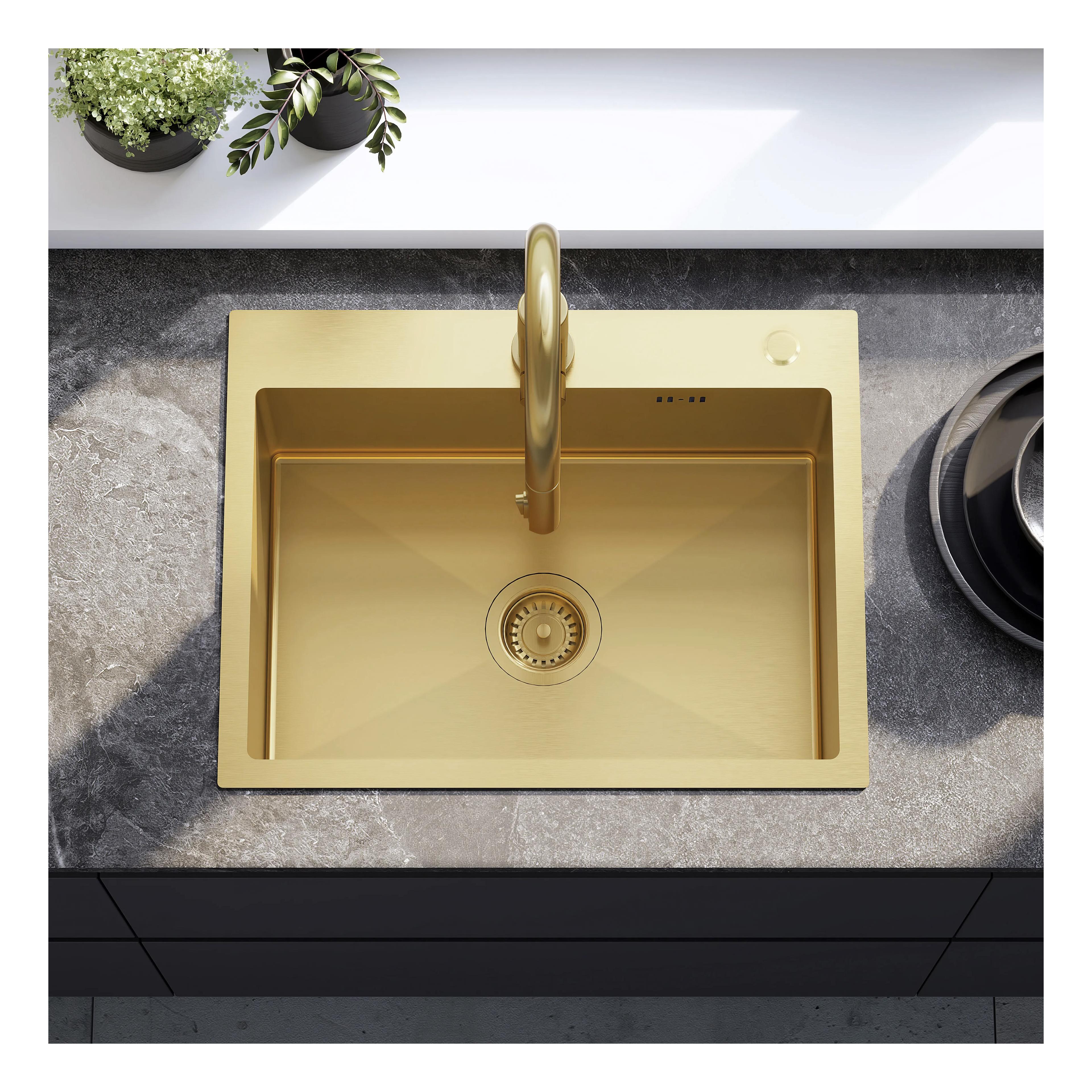 Chiuvetă inox Liam BRUSH GOLD