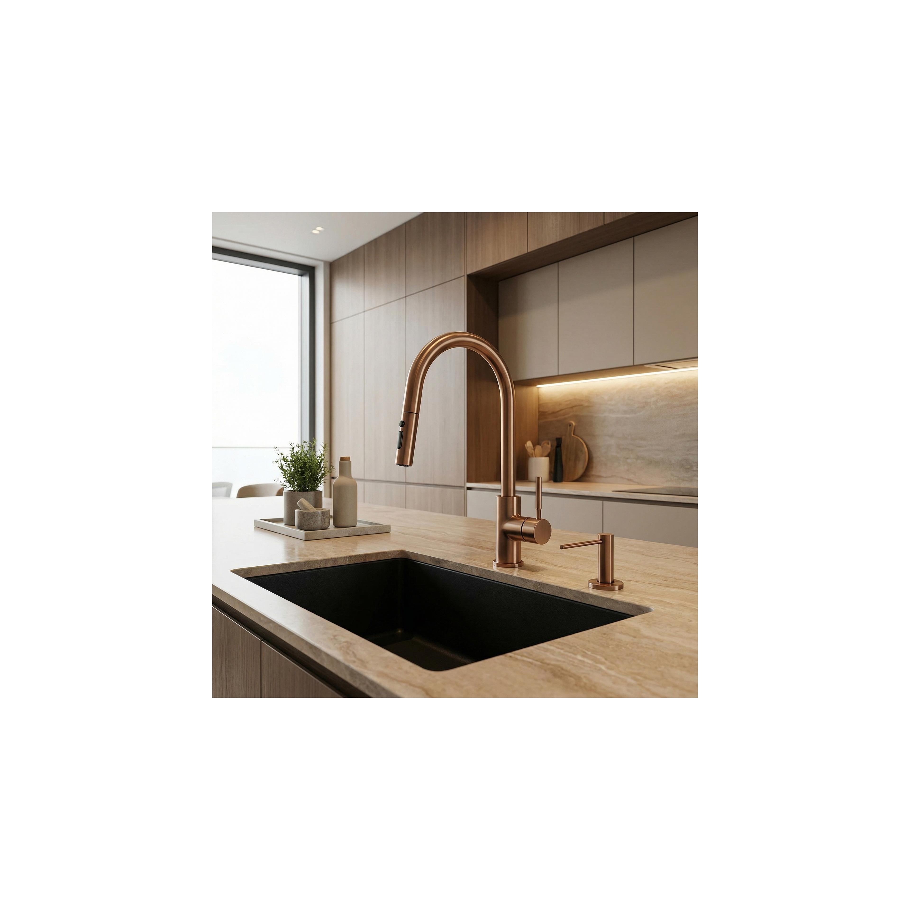 Detergent dispenser for sinks Rea DEX Brush Copper